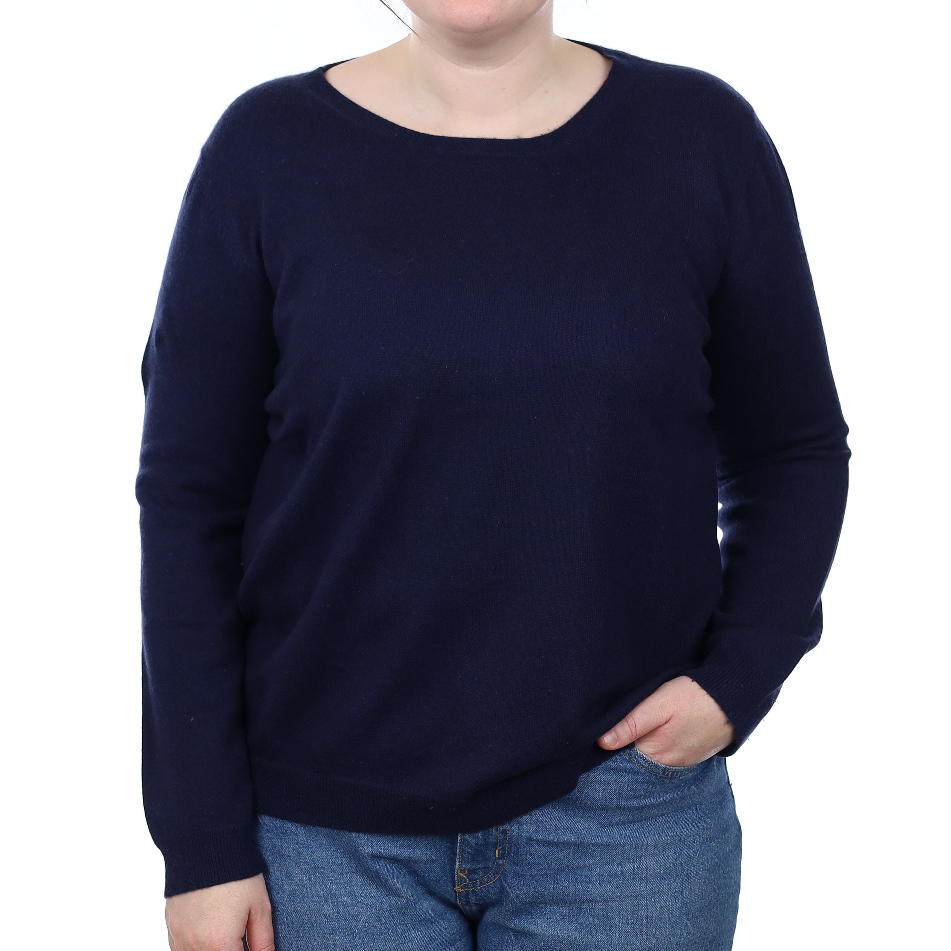 Navy Blue Cashmere Crew Neck Jumper Large