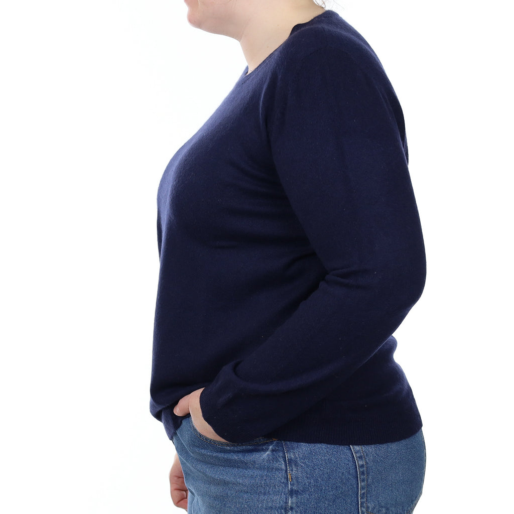 Navy Blue Cashmere Crew Neck Jumper Large