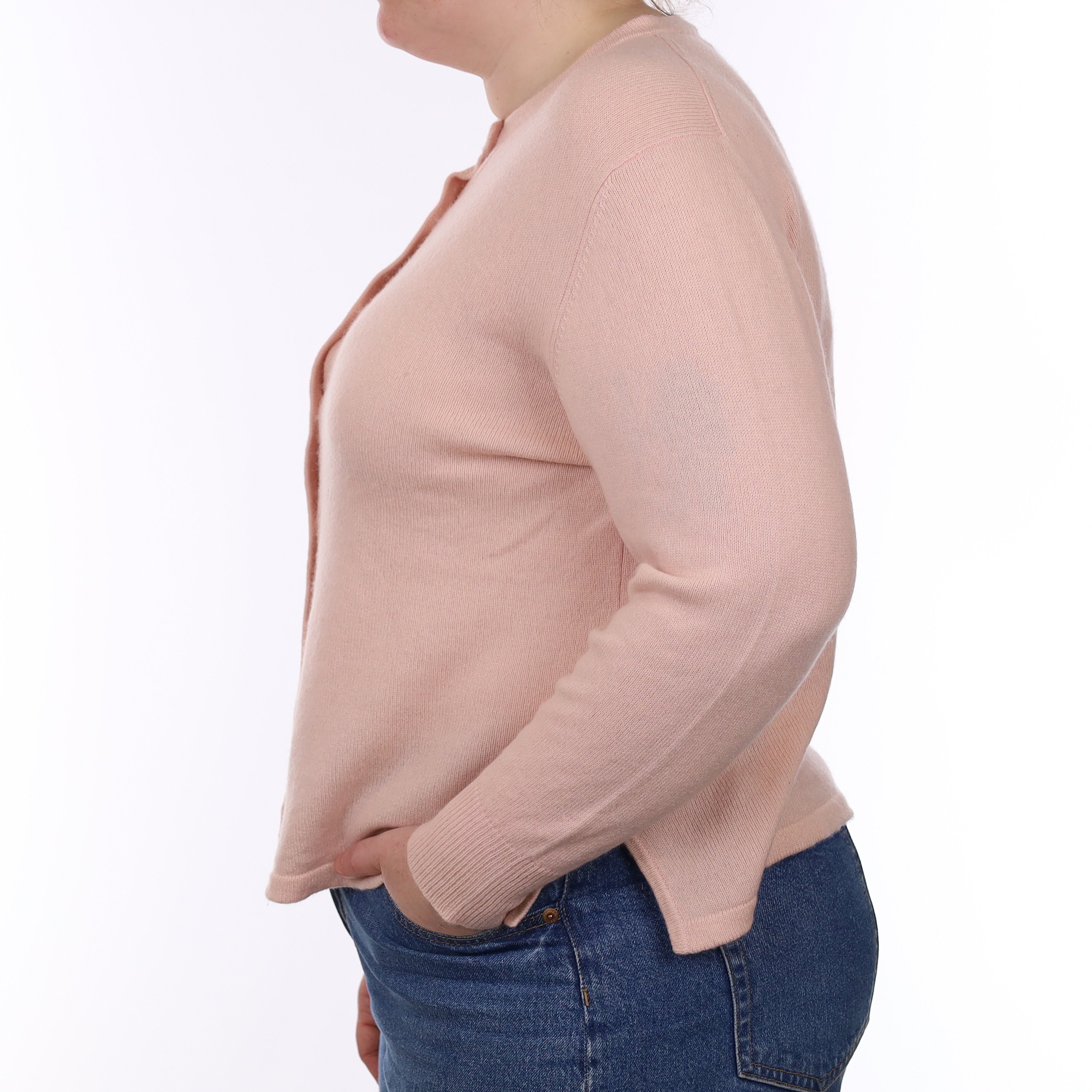 Shell Pink Cashmere Crew Neck Cardigan Large