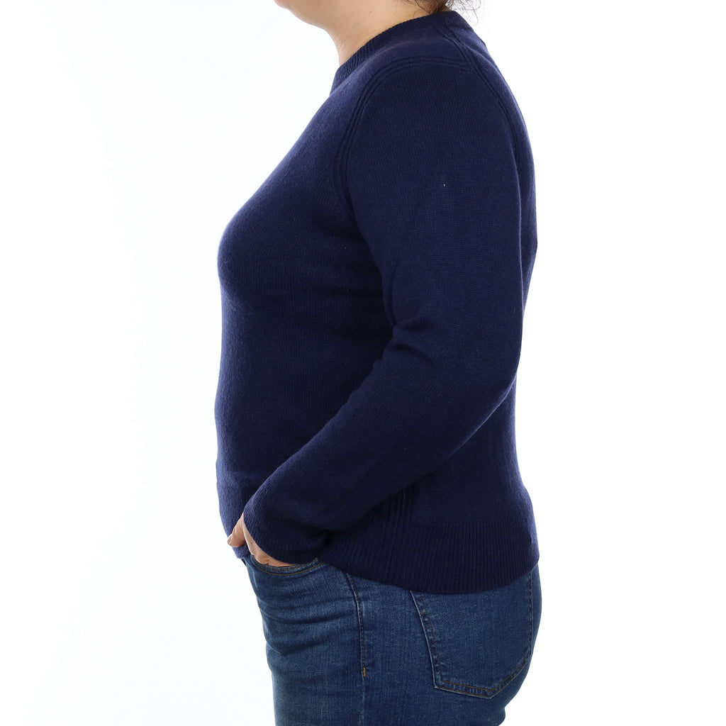 Cos Navy Heavy Knit Cashmere Crew Neck Jumper Large