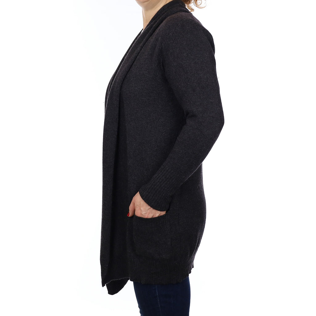 Italian Charcoal Grey Cashmere Edge to Edge Cardigan Medium