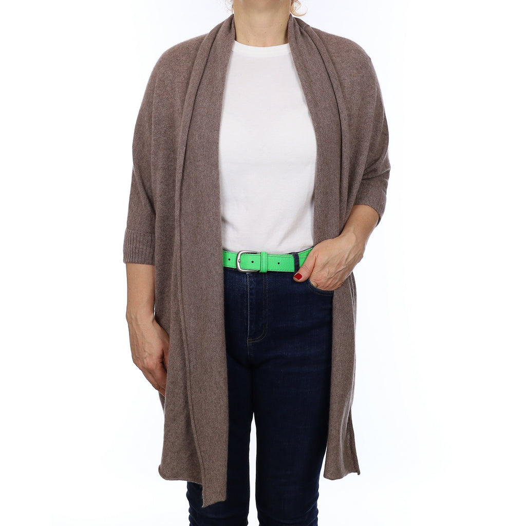 Mink Brown Cashmere Batwing Edge to Edge Cardigan Medium