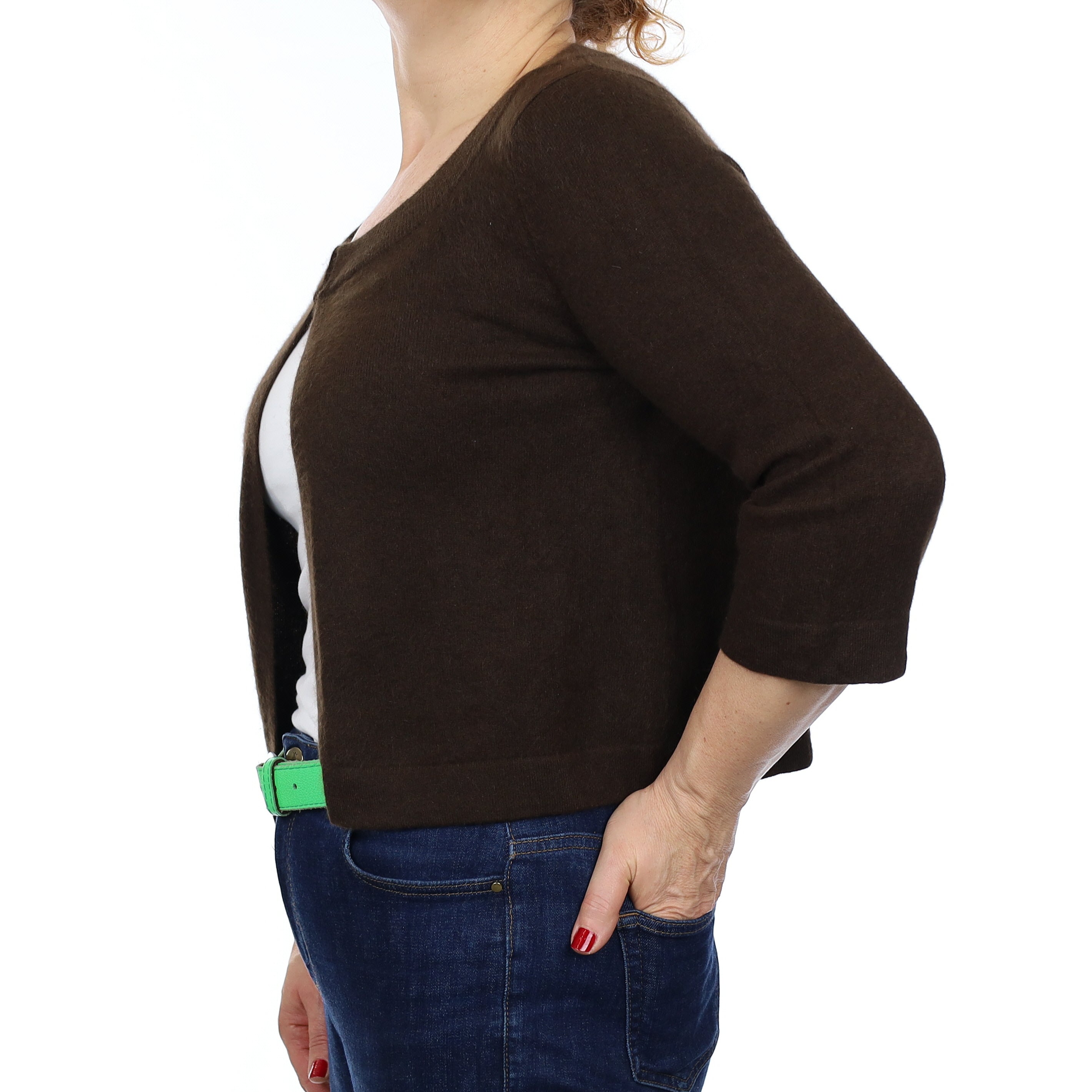 Chocolate Brown Cashmere Swing Style Cardigan Medium