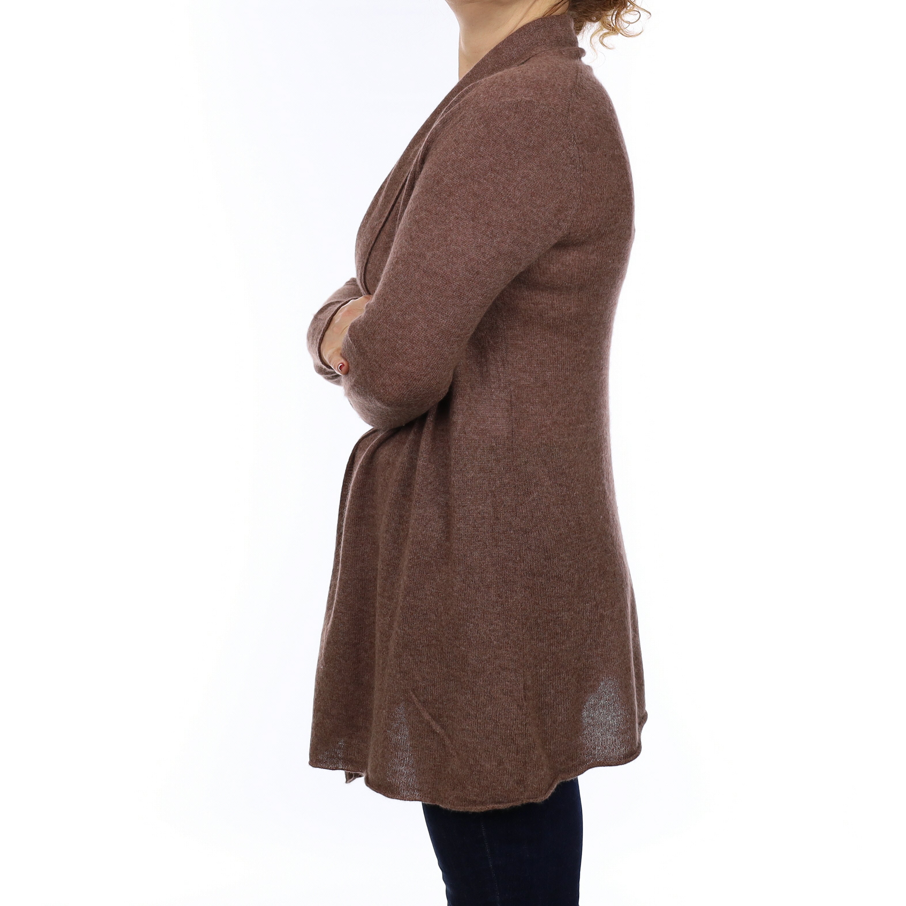 Walnut Brown Cashmere Edge to Edge Cardigan Medium