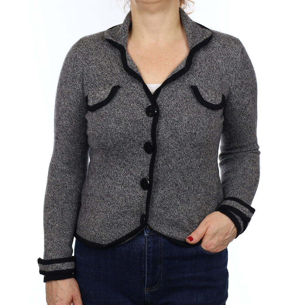 Black and Grey Marl Cashmere Jacket Medium