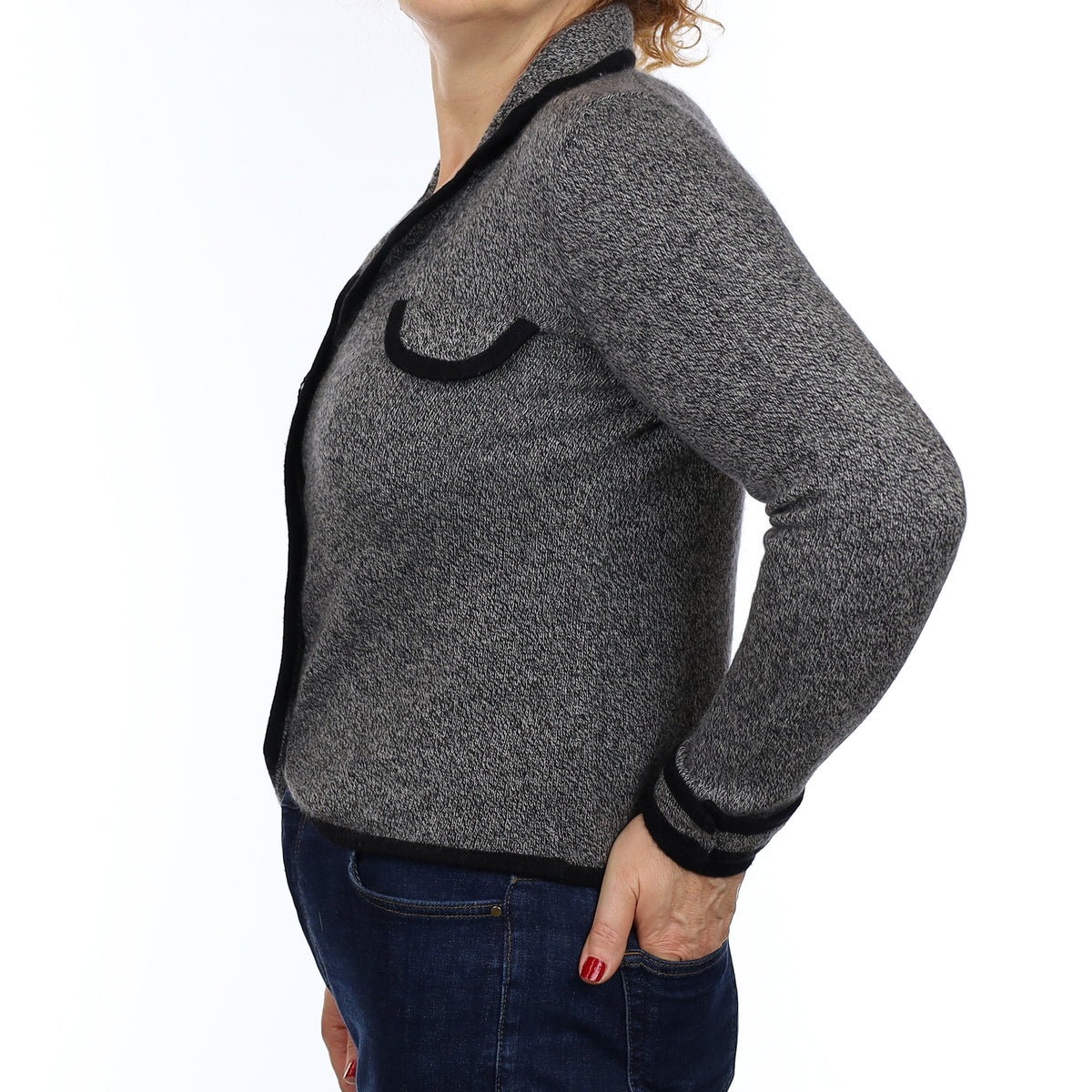 Black and Grey Marl Cashmere Jacket Medium