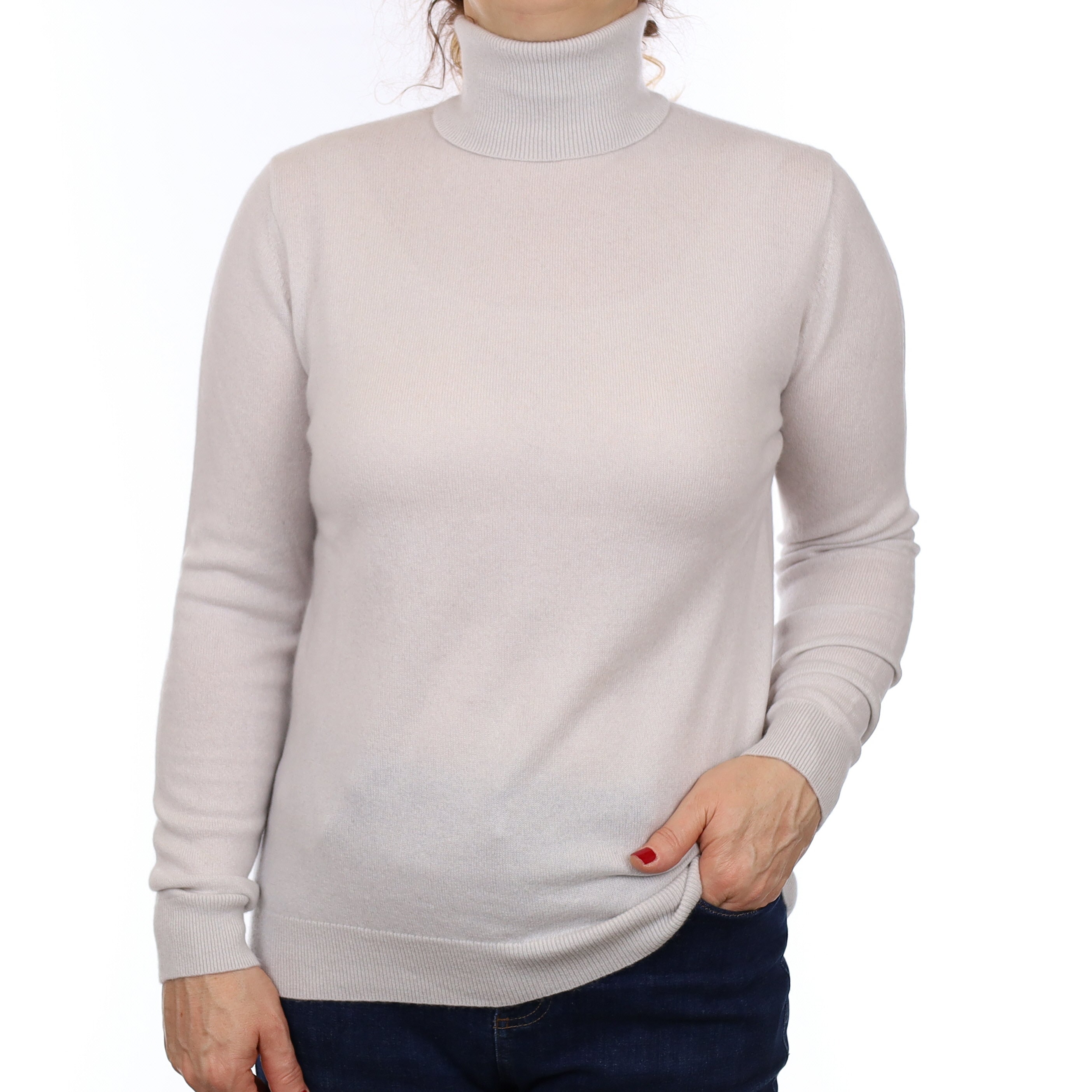 Reiss Frost Grey Cashmere Polo Neck Jumper Medium