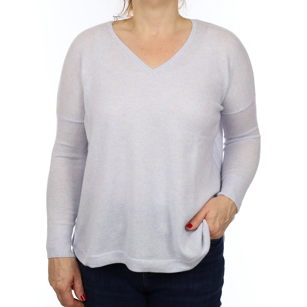 The White Company Ice Blue Cashmere Slouchy V Neck Jumper Medium