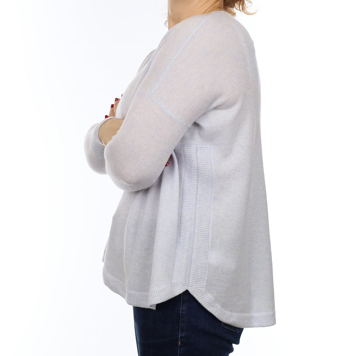 The White Company Ice Blue Cashmere Slouchy V Neck Jumper Medium