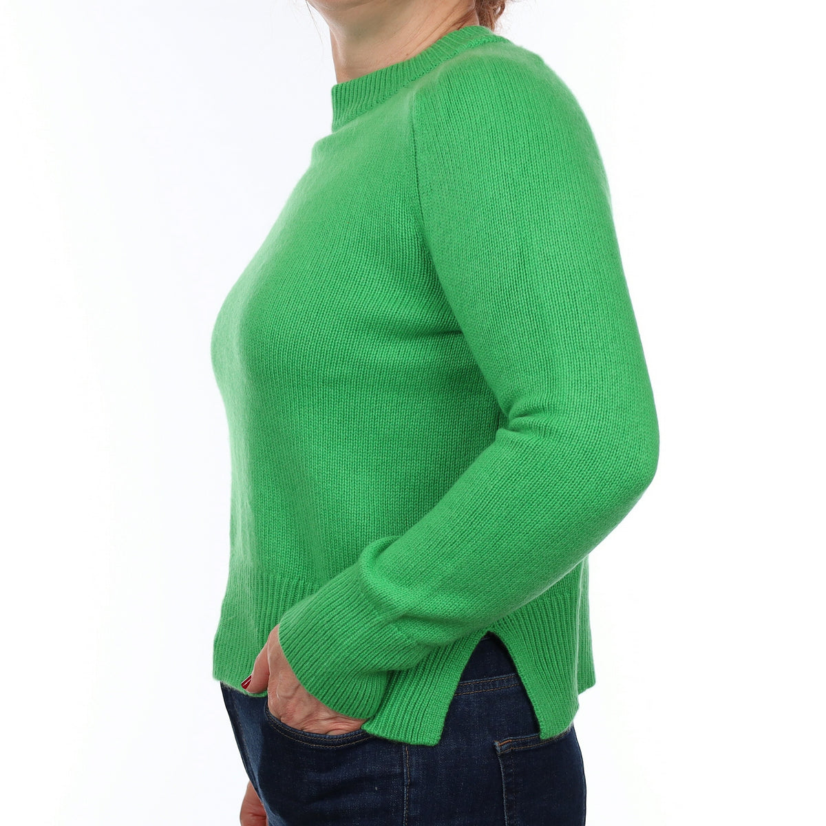 Neon Green Chunky Cashmere Crew Neck Jumper Medium