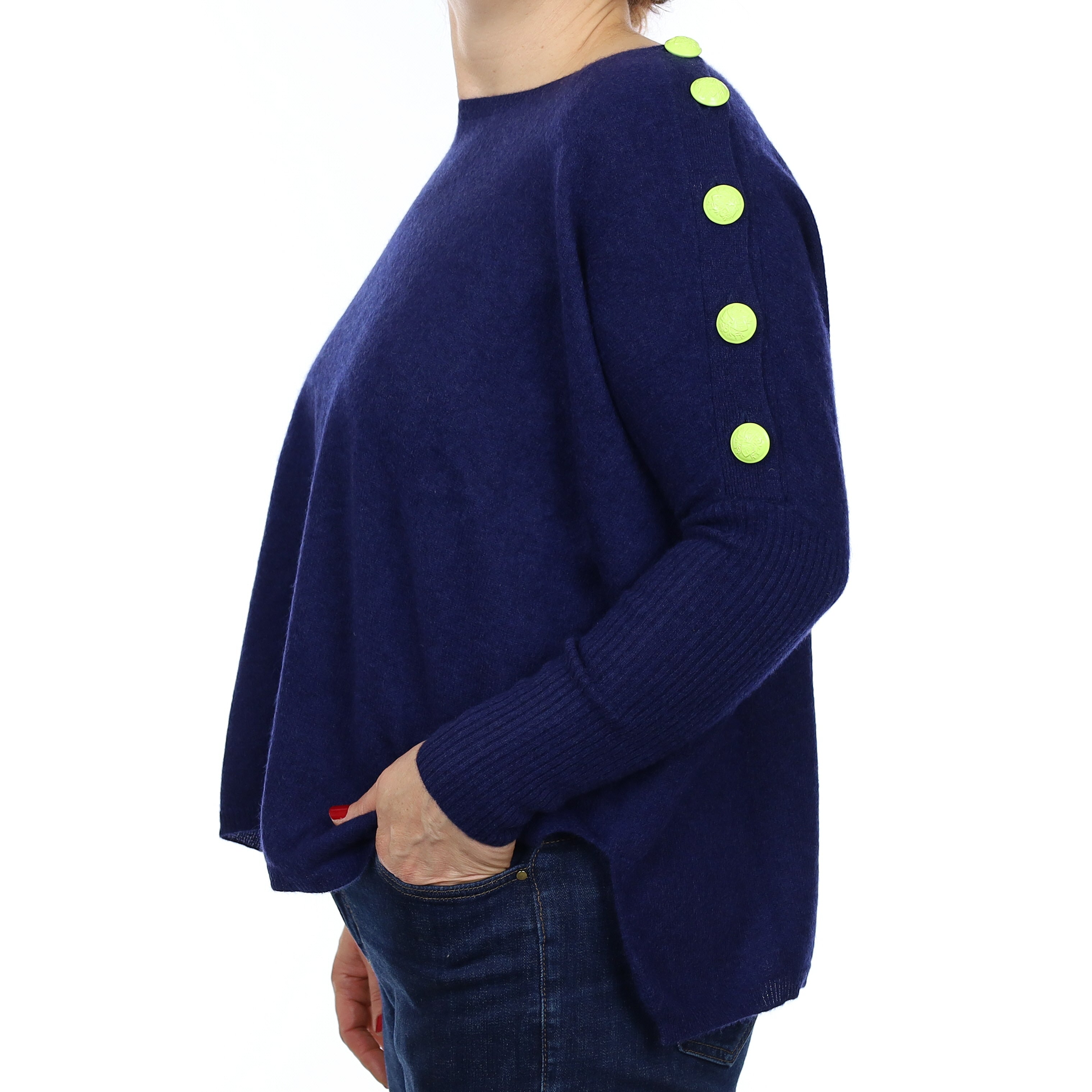 Notshy French Navy Cashmere Slouchy Crew Neck Jumper Medium