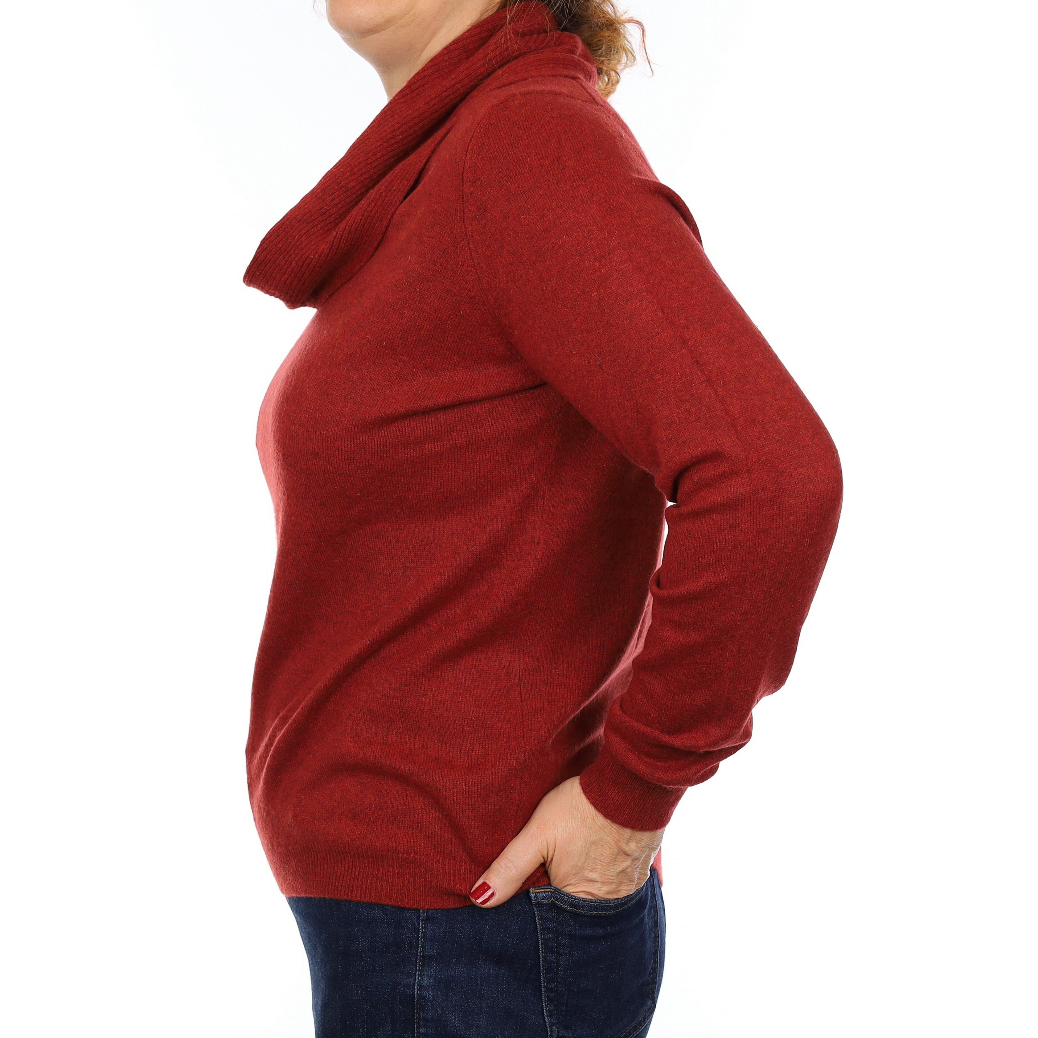 Paprika Red Cashmere Cowl Neck Jumper Medium