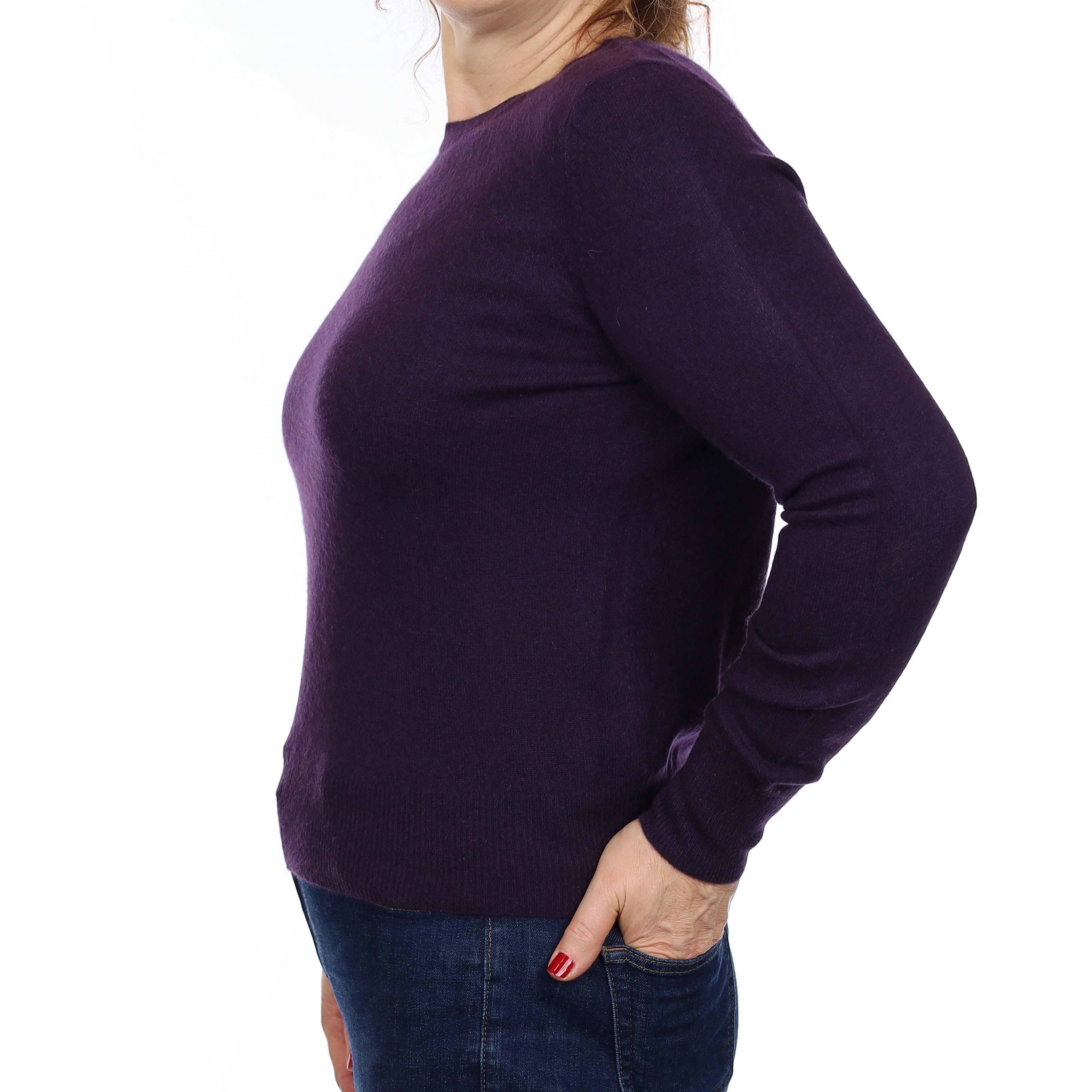 Shadow Purple Cashmere Crew Neck Jumper Medium