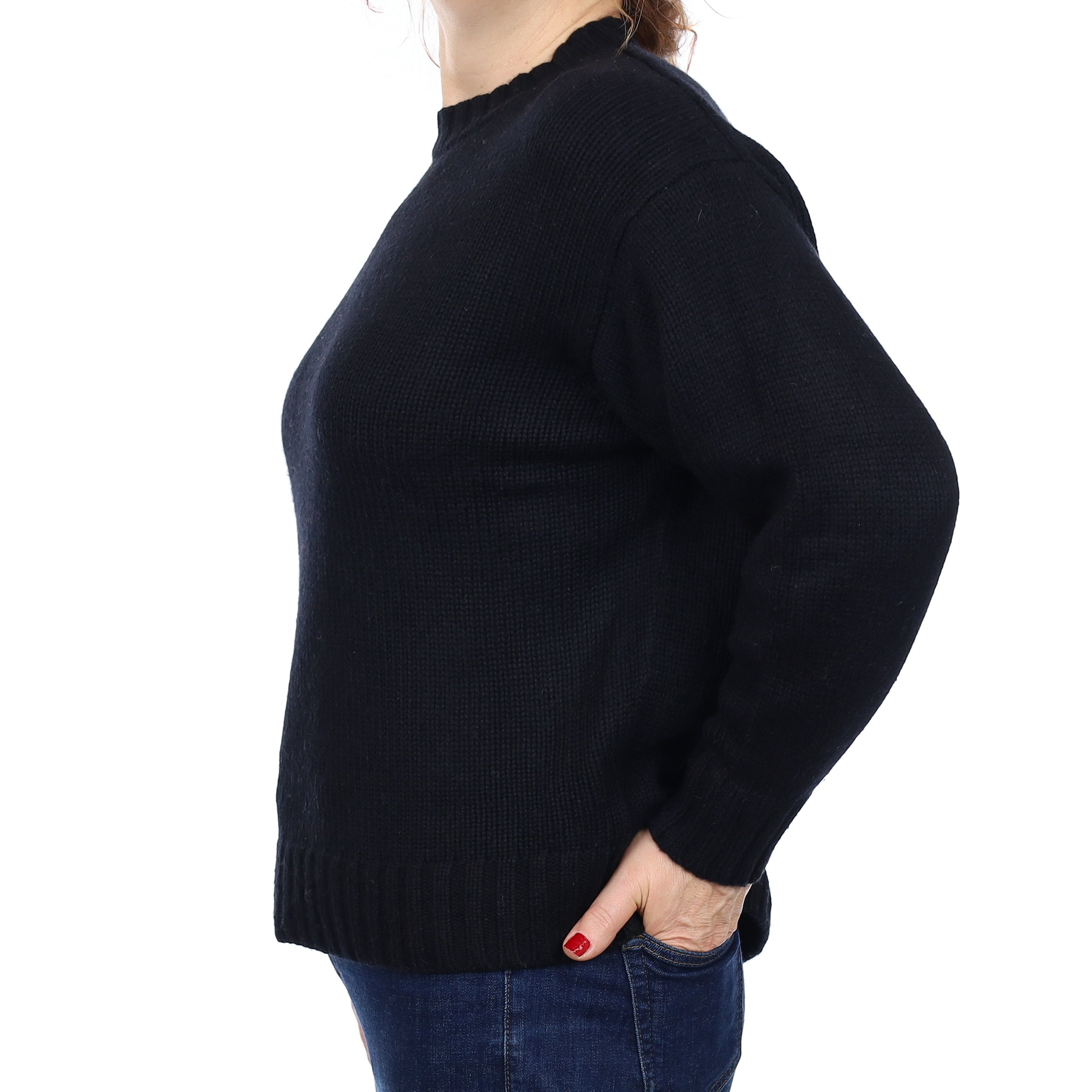 Cos Black Chunky Cashmere Crew Neck Jumper Medium