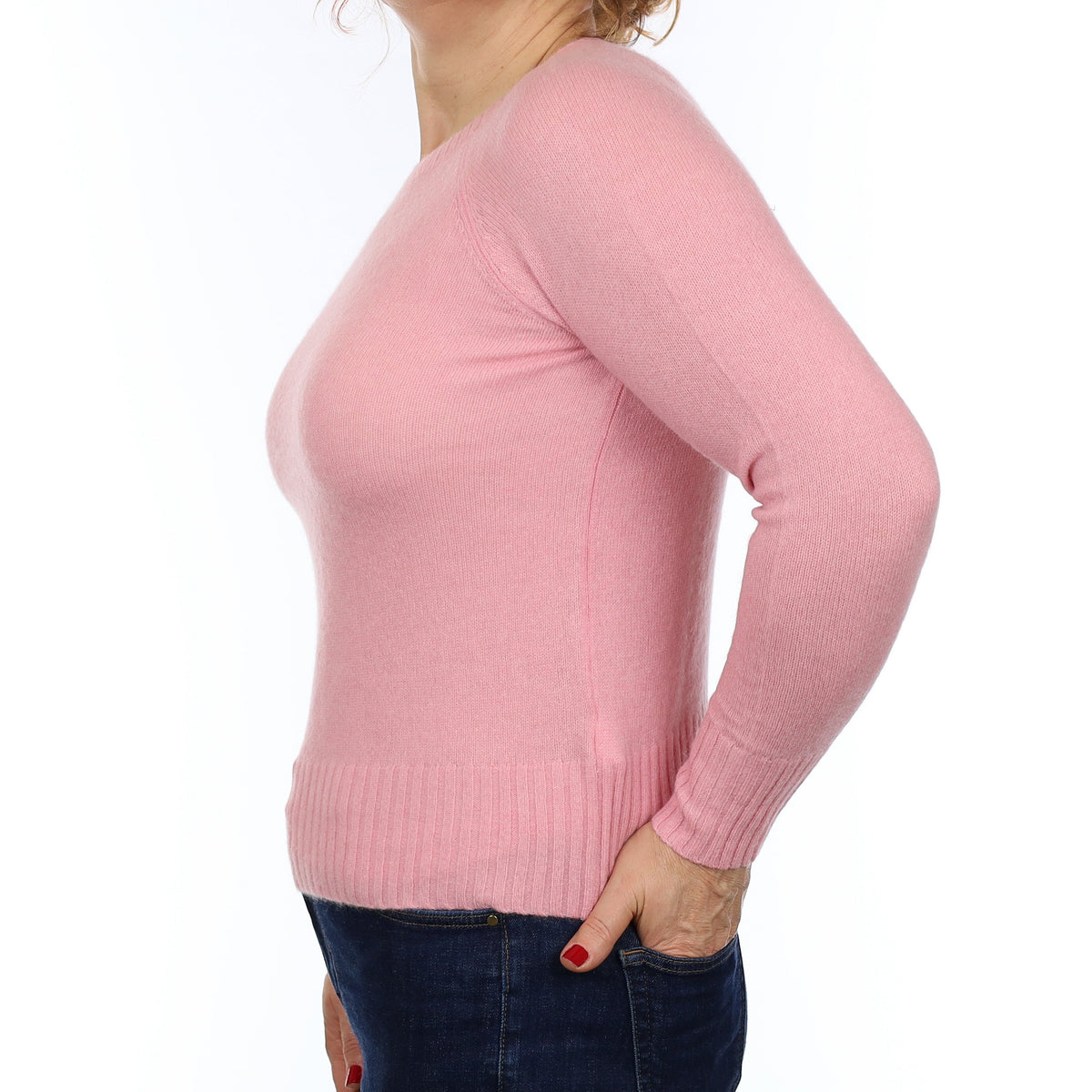 Jigsaw Bubblegum Pink Cashmere Crew Neck Jumper Medium