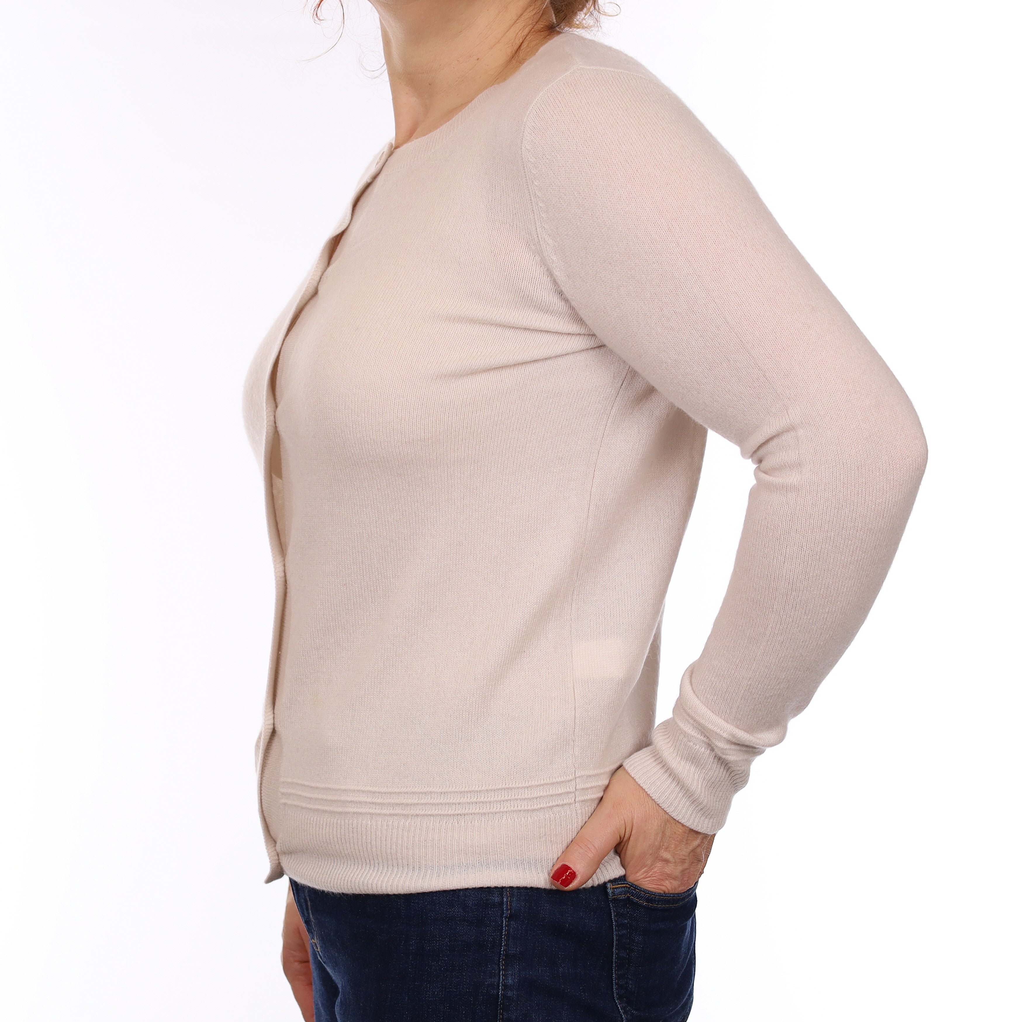 Alabaster Cashmere Crew Neck Cardigan Medium