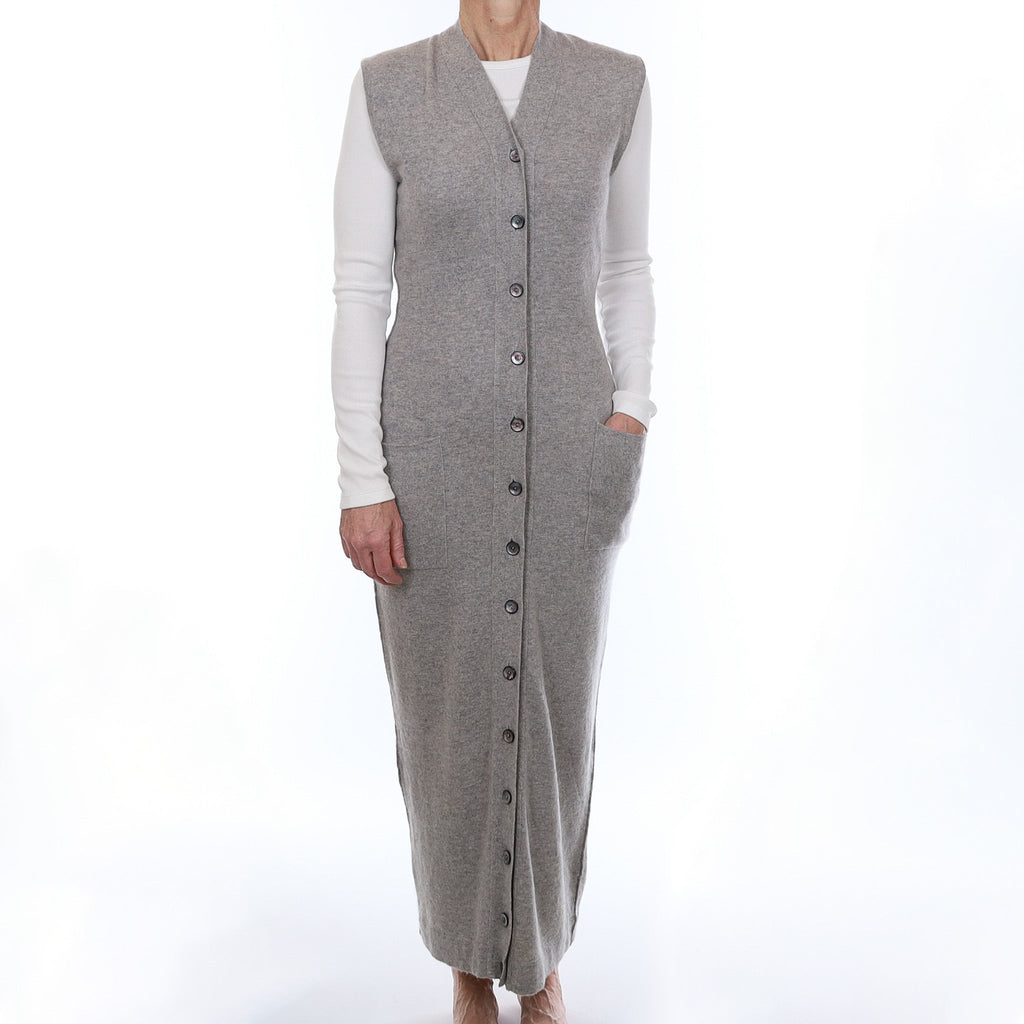 Joseph Tricot Smoke Grey Cashmere Long Sleeveless Dress Small