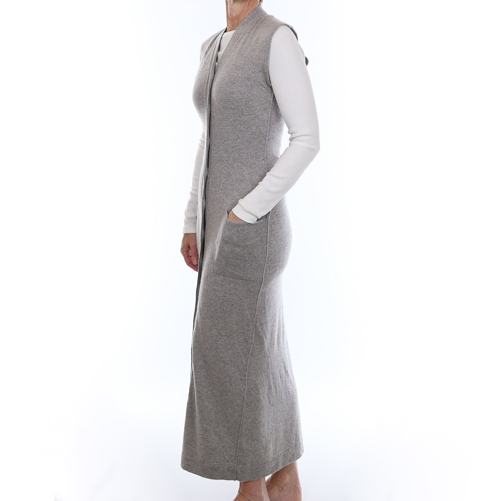 Joseph Tricot Smoke Grey Cashmere Long Sleeveless Dress Small