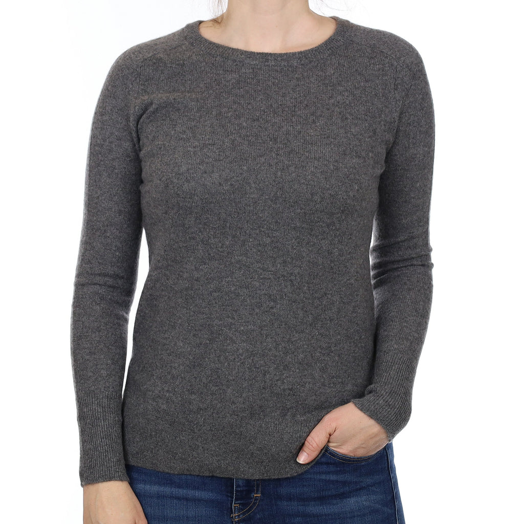 Slate Grey Cashmere Crew Neck Jumper Small