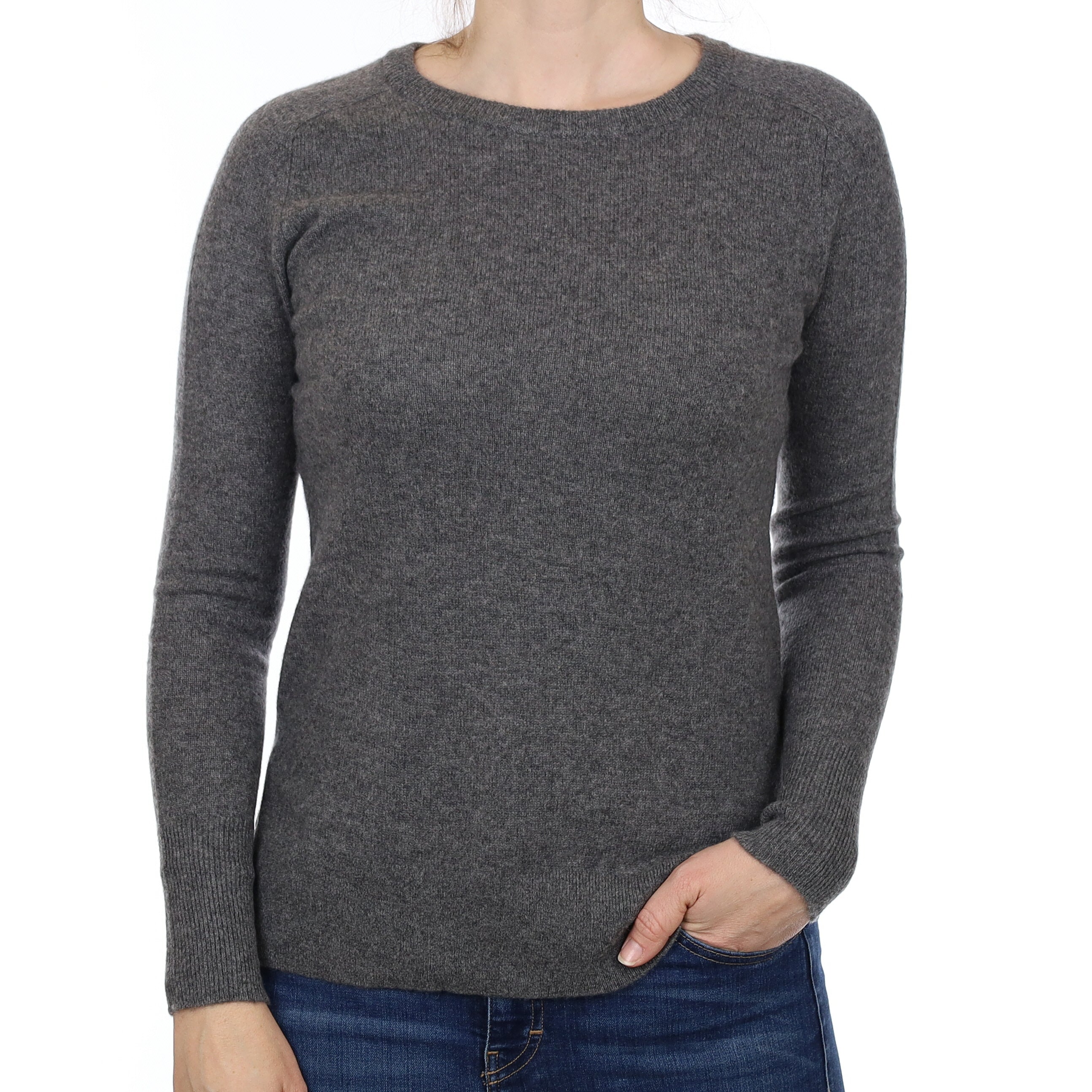 Slate Grey Cashmere Crew Neck Jumper Small