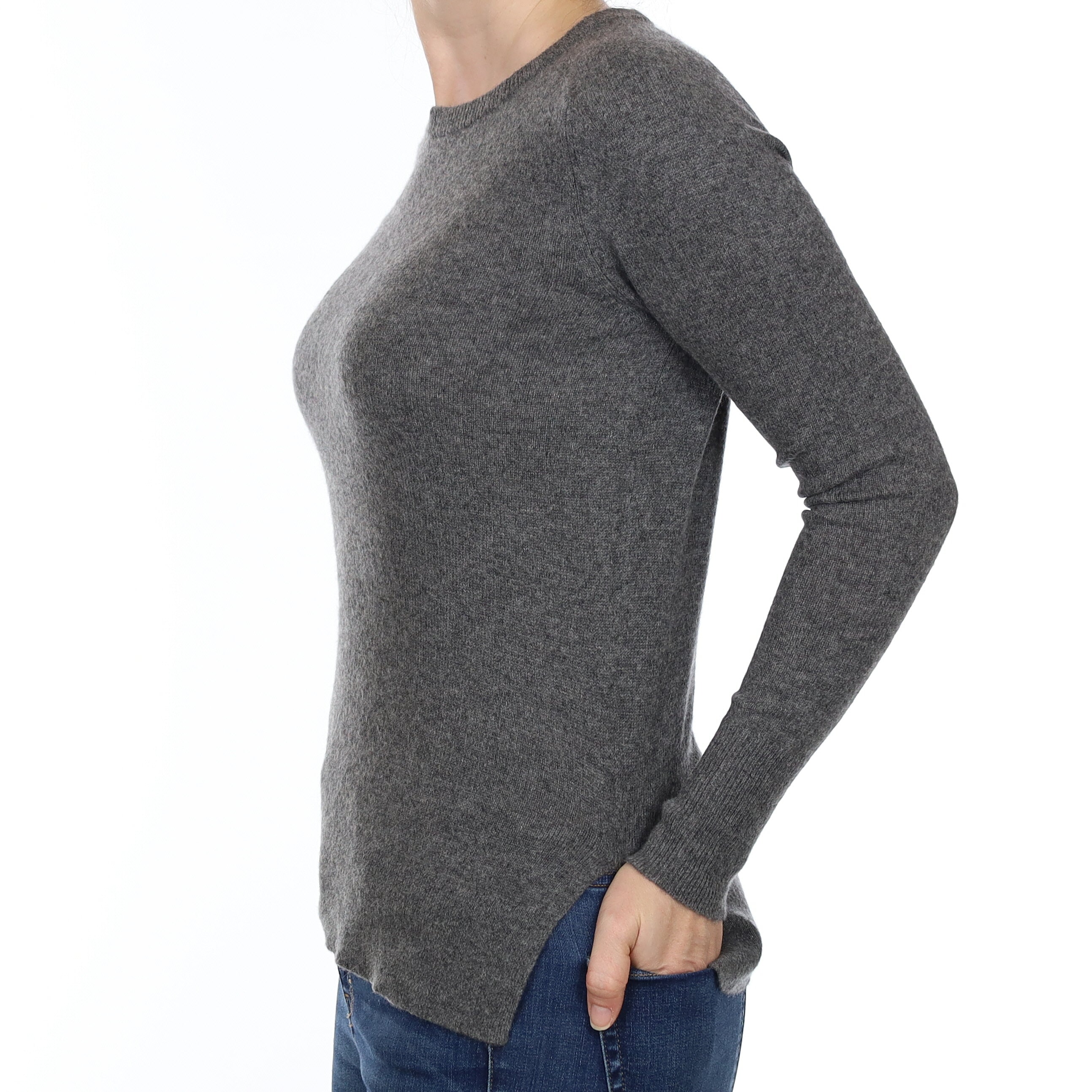 Slate Grey Cashmere Crew Neck Jumper Small