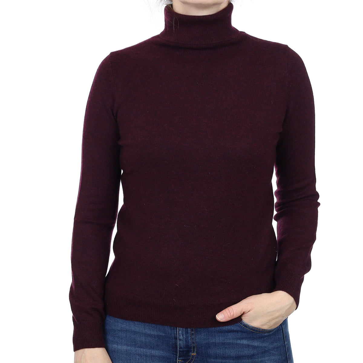 Mulberry Purple Cashmere Polo Neck Jumper Small