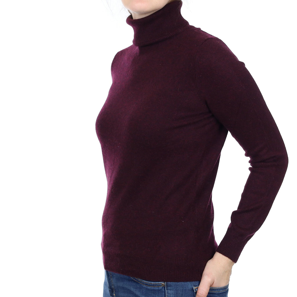 Mulberry Purple Cashmere Polo Neck Jumper Small