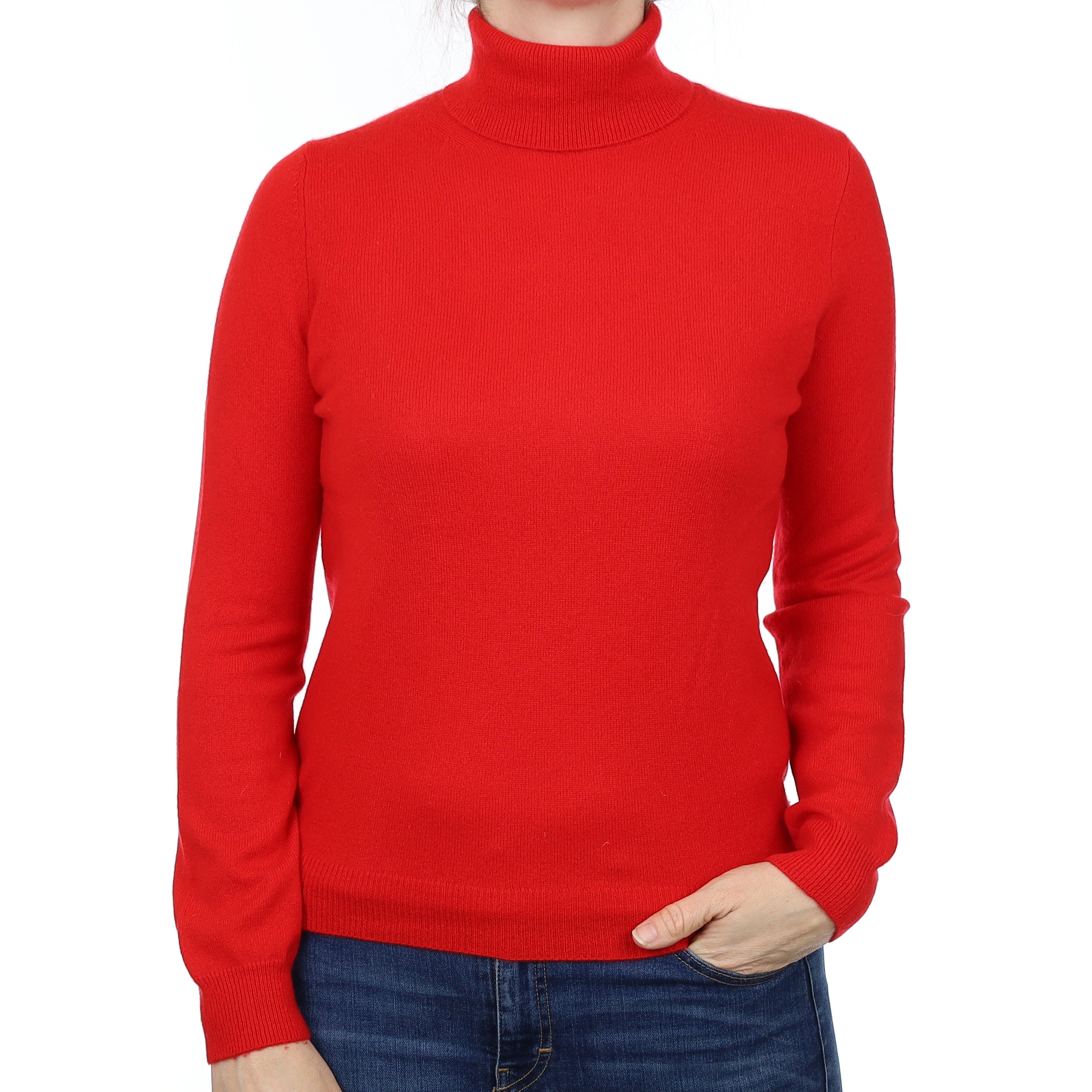 Scarlett Red Cashmere Polo Neck Jumper Small
