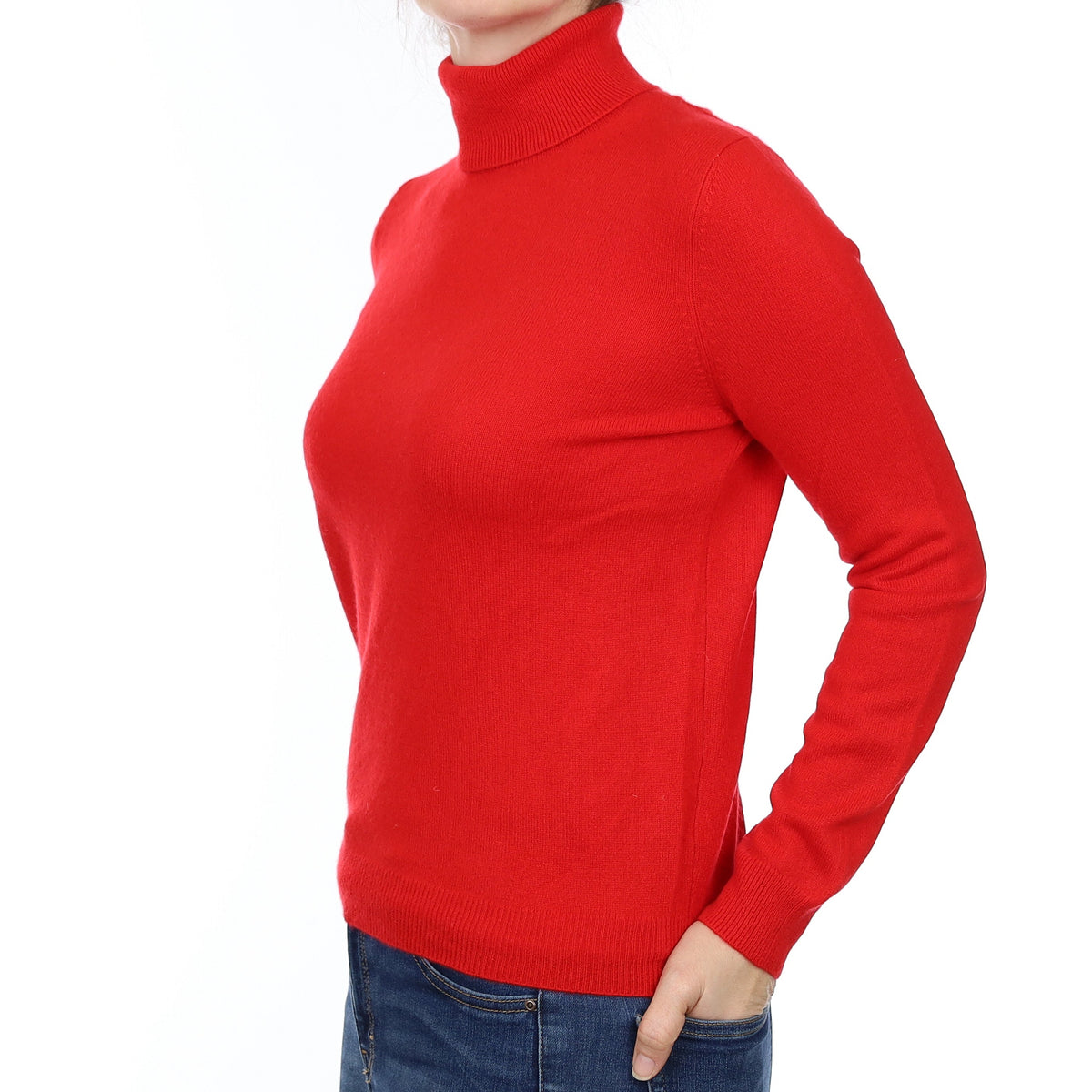 Scarlett Red Cashmere Polo Neck Jumper Small