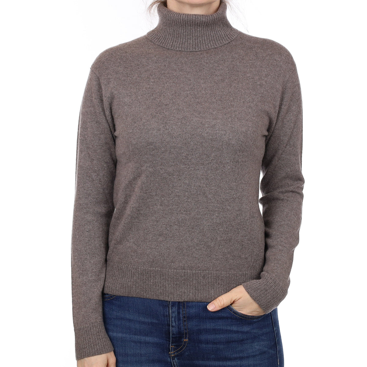 Mink Cashmere Polo Neck Jumper Small