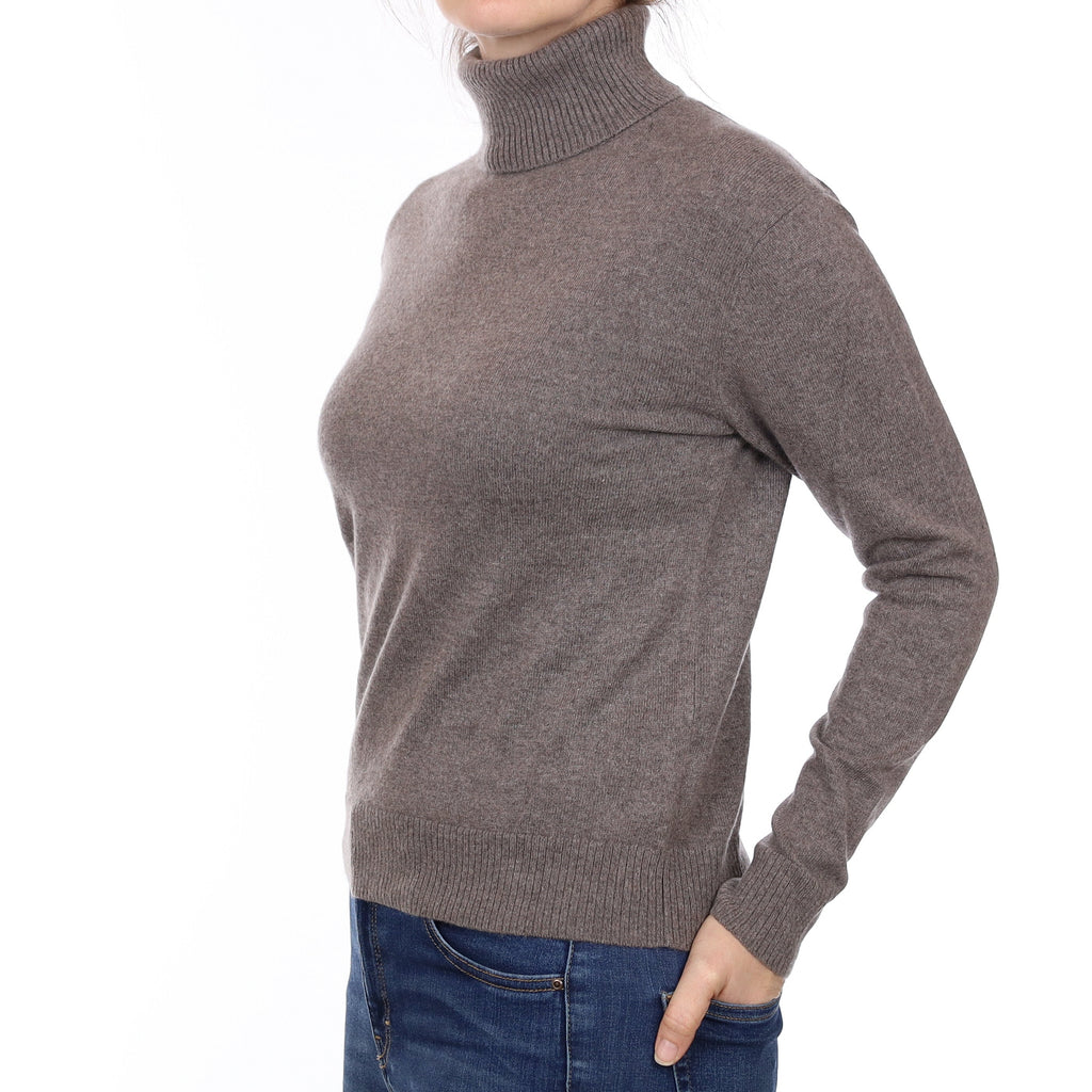 Mink Cashmere Polo Neck Jumper Small