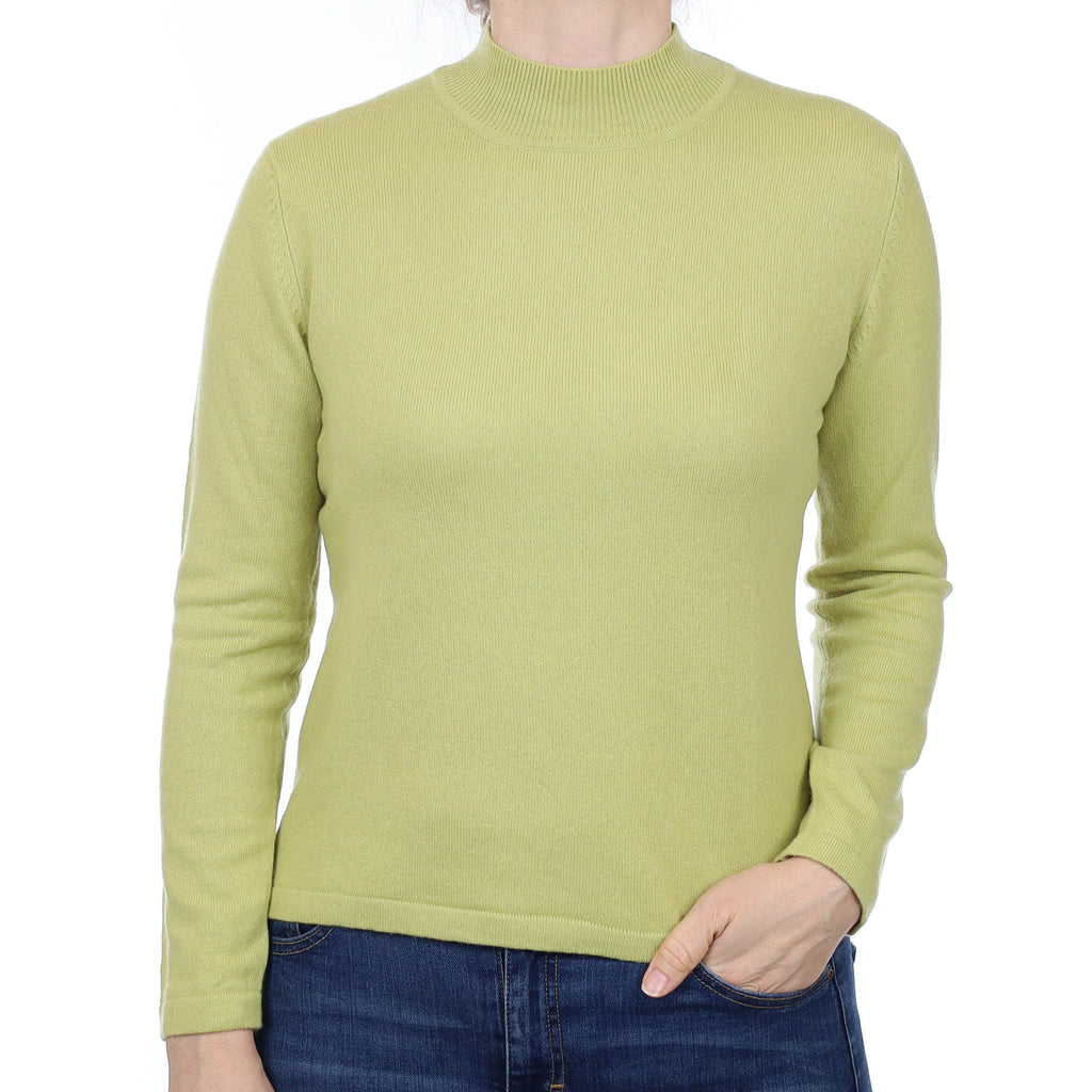 Soft Lime Green Cashmere Turtleneck Jumper Small