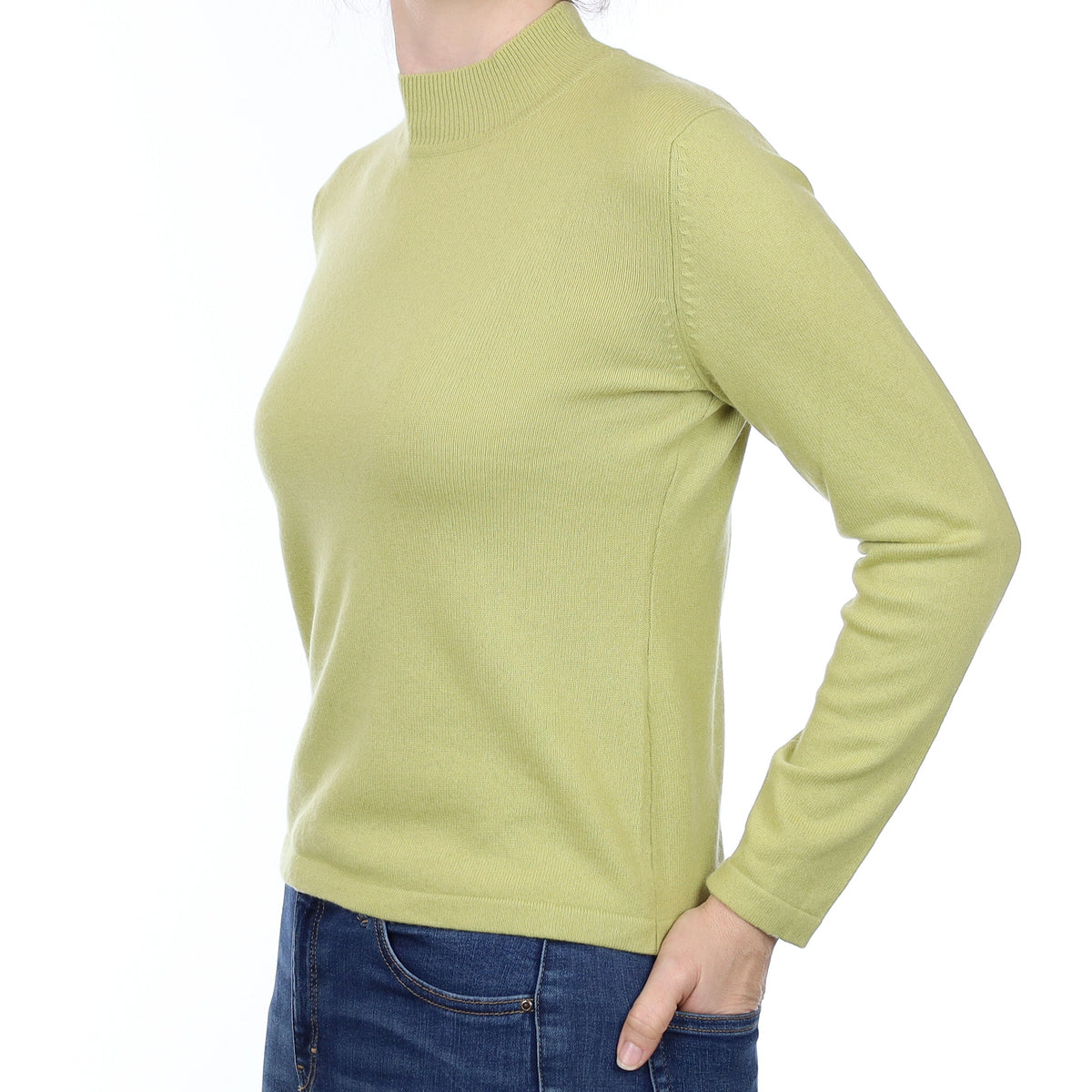 Soft Lime Green Cashmere Turtleneck Jumper Small
