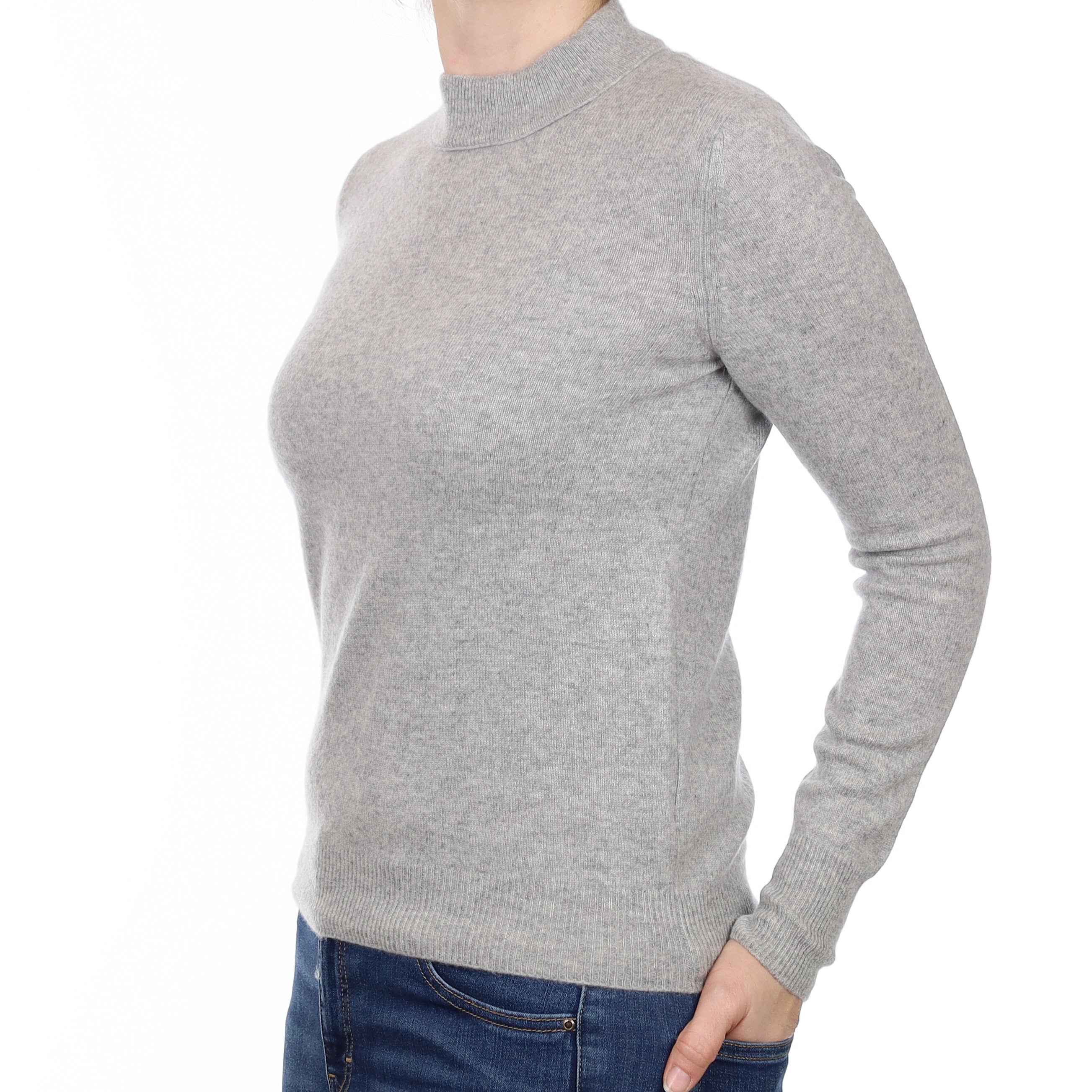 Smoke Grey Cashmere Turtleneck Jumper Small
