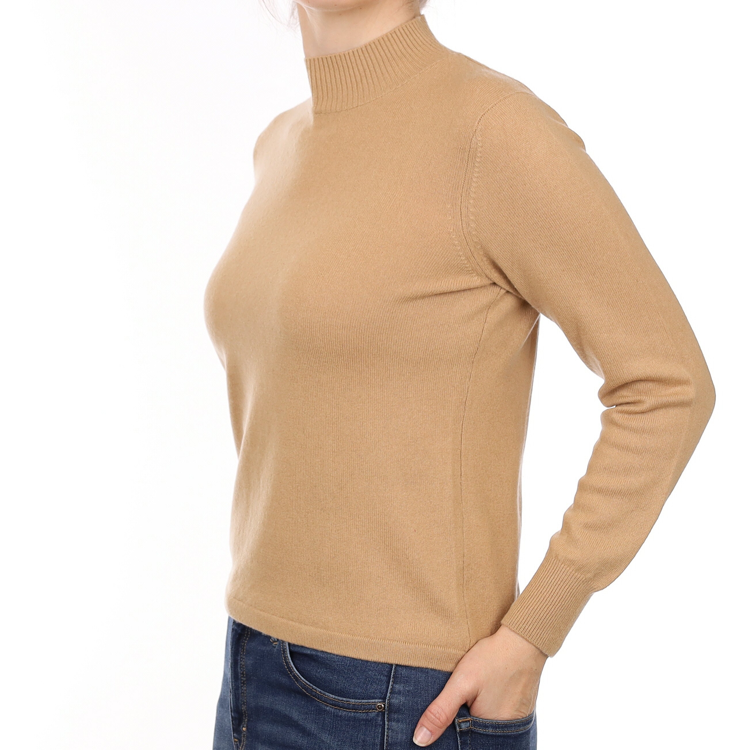 Camel Cashmere Turtleneck Jumper Small