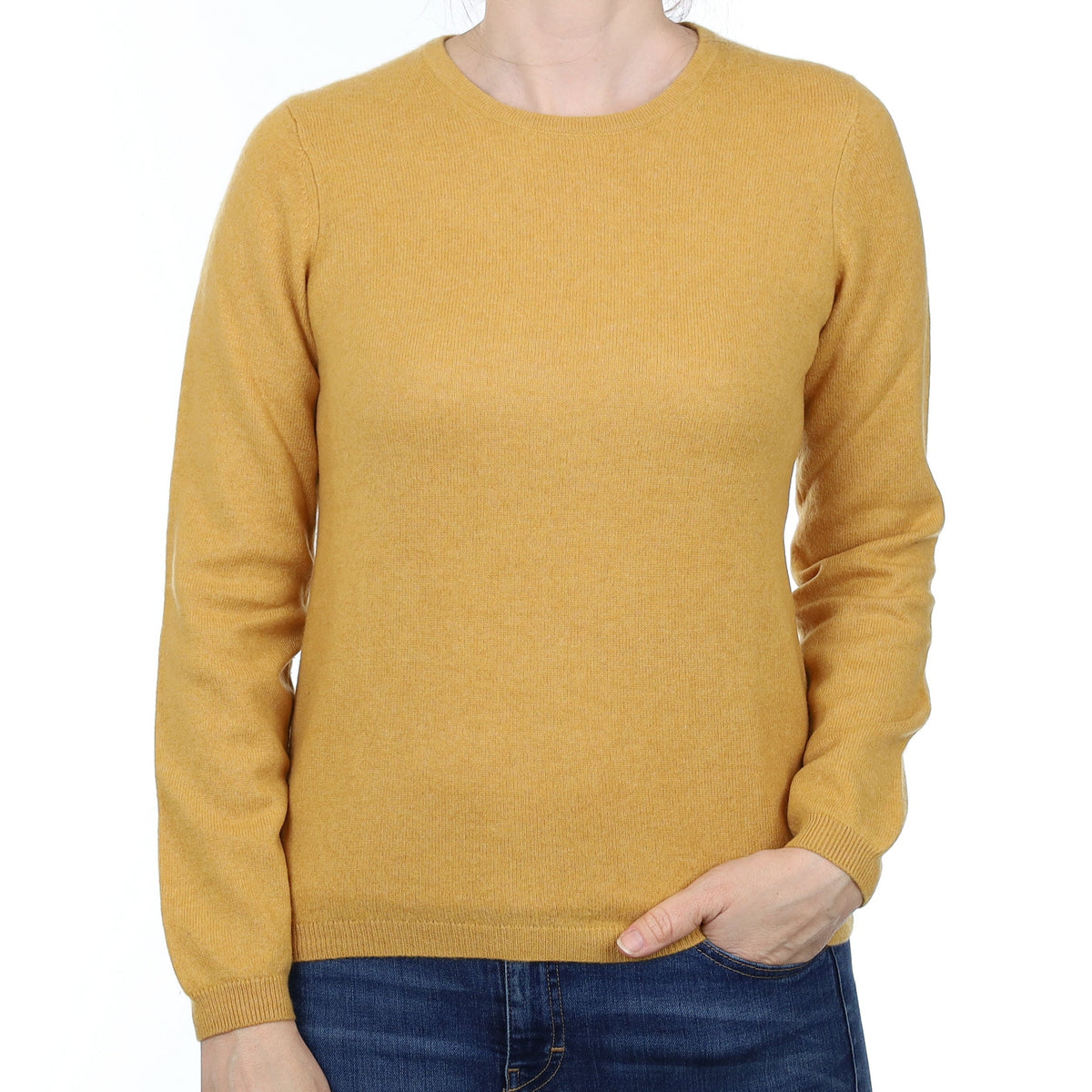 Golden Yellow Cashmere Crew Neck Jumper Small