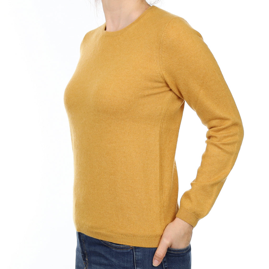 Golden Yellow Cashmere Crew Neck Jumper Small