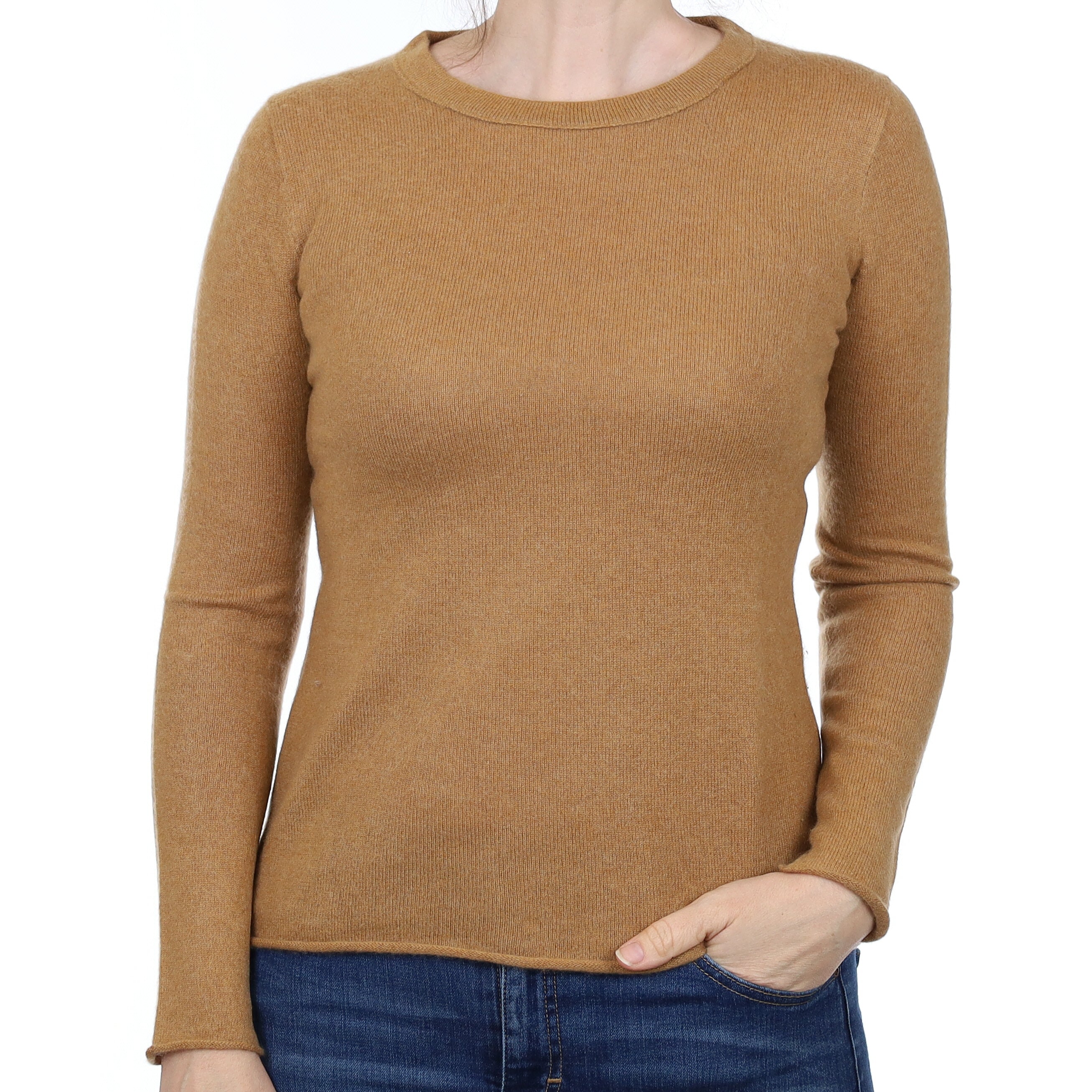 Butterscotch Brown Cashmere Crew Neck Jumper Small