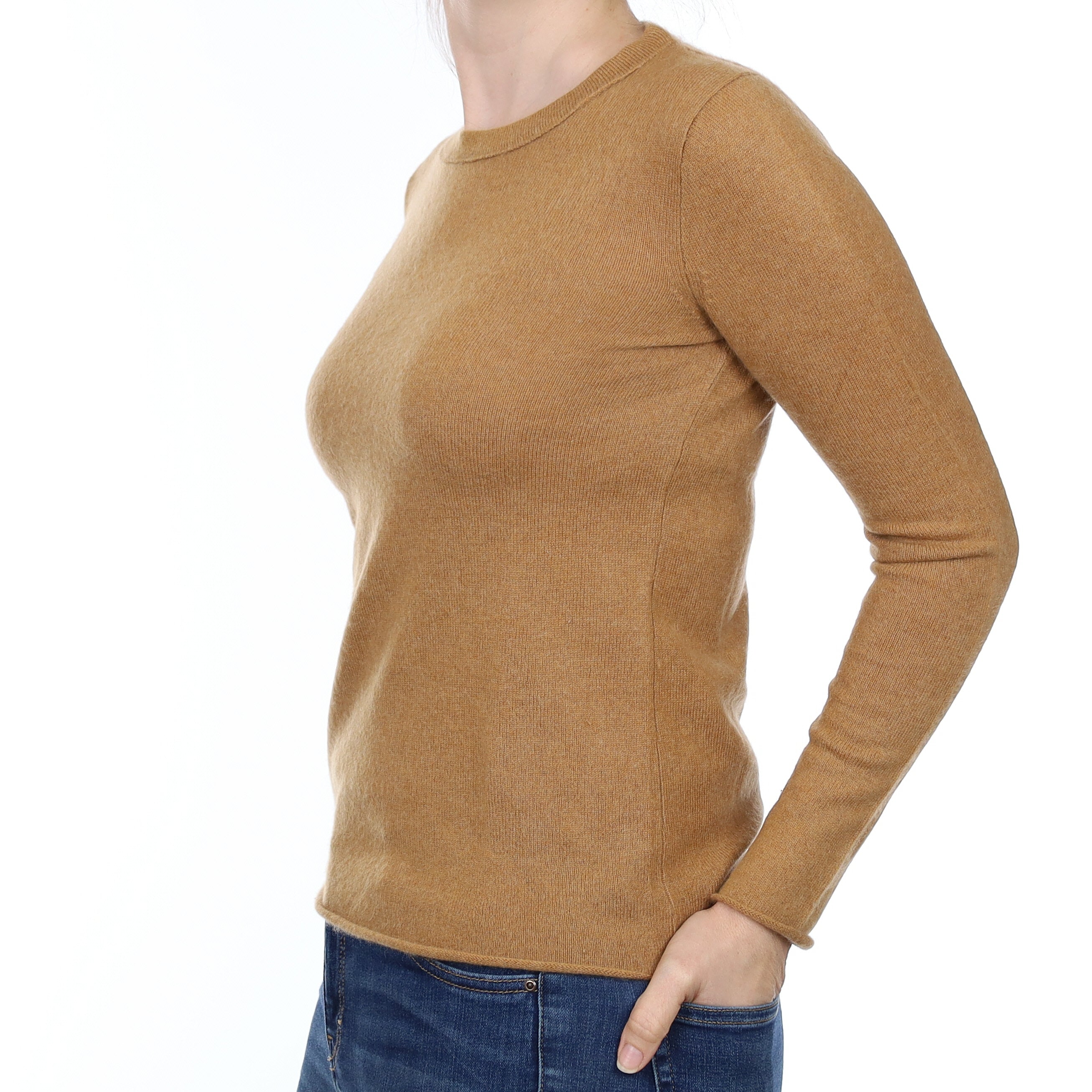 Butterscotch Brown Cashmere Crew Neck Jumper Small