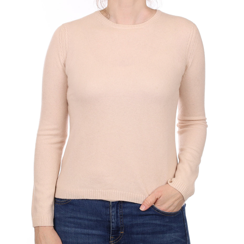 Oyster Pink Cashmere Crew Neck Jumper Small