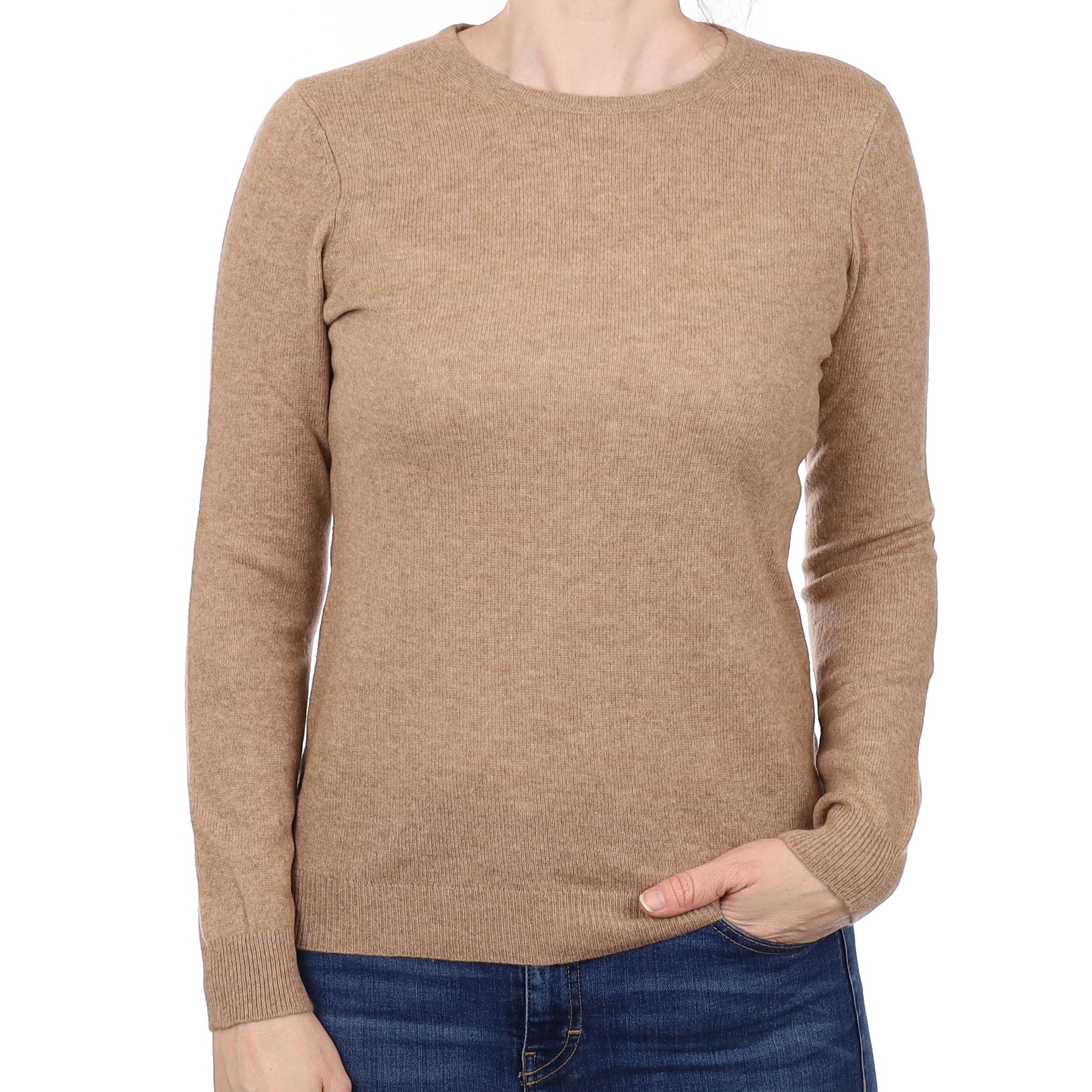 Biscuit Brown Cashmere Crew Neck Jumper Small