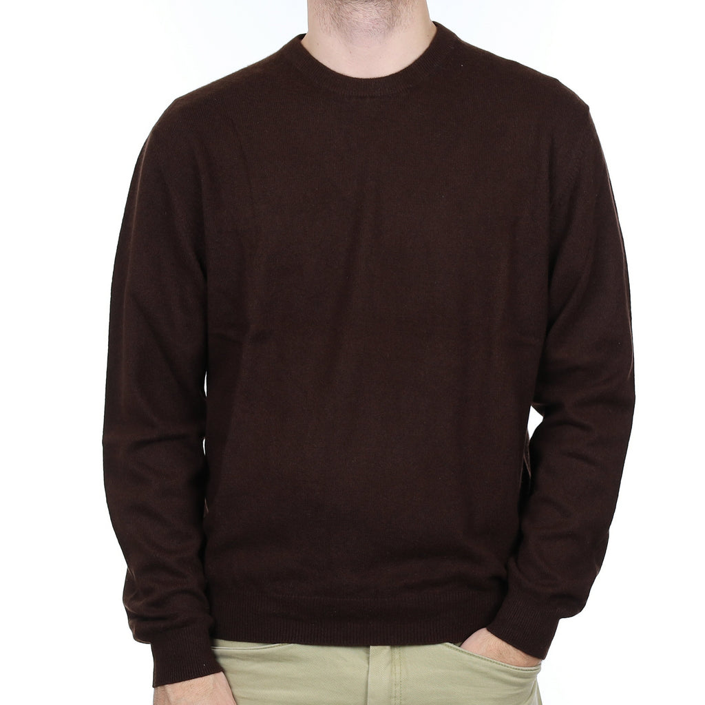 Men's Dark Chocolate Cashmere Crew Neck Jumper Large