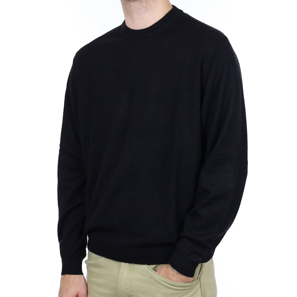 Men's Black Cashmere Crew Neck Jumper Medium