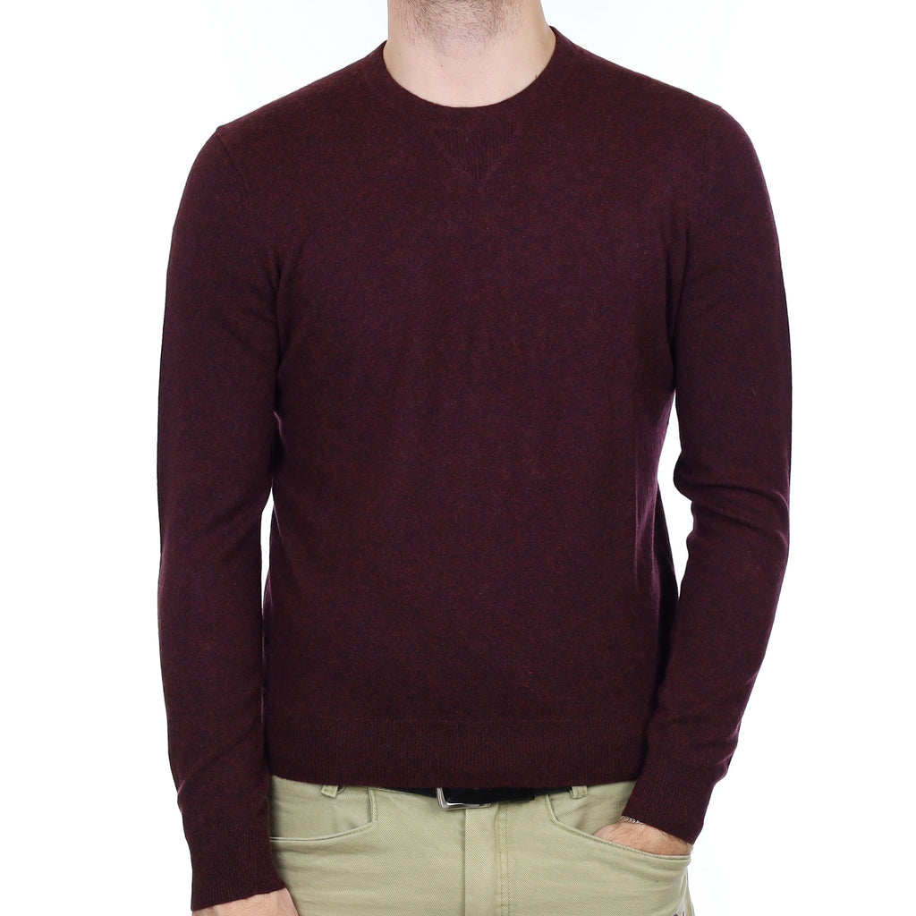 Men's Deep Mulberry Purple Cashmere Crew Neck Jumper Medium
