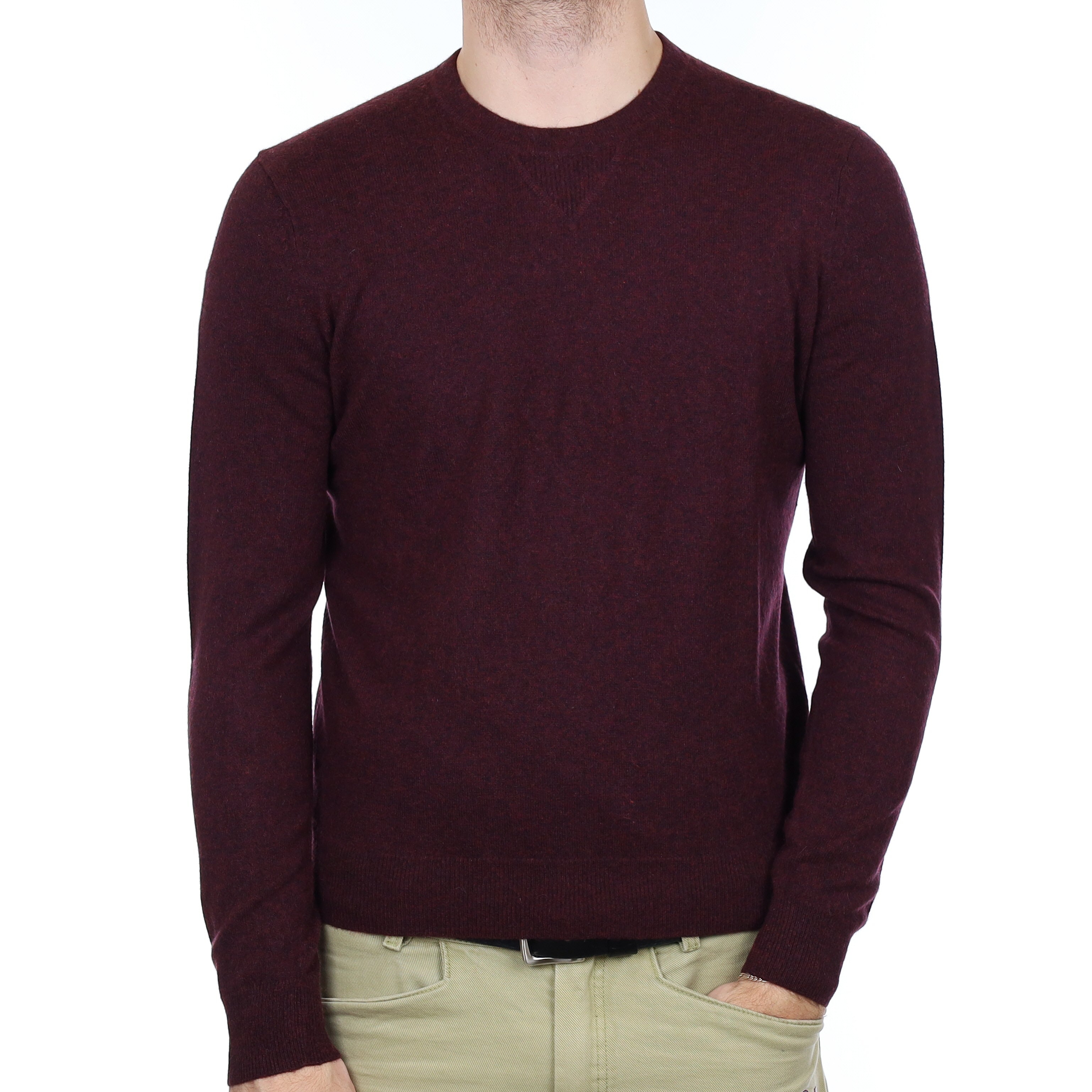 Men's Deep Mulberry Purple Cashmere Crew Neck Jumper Medium