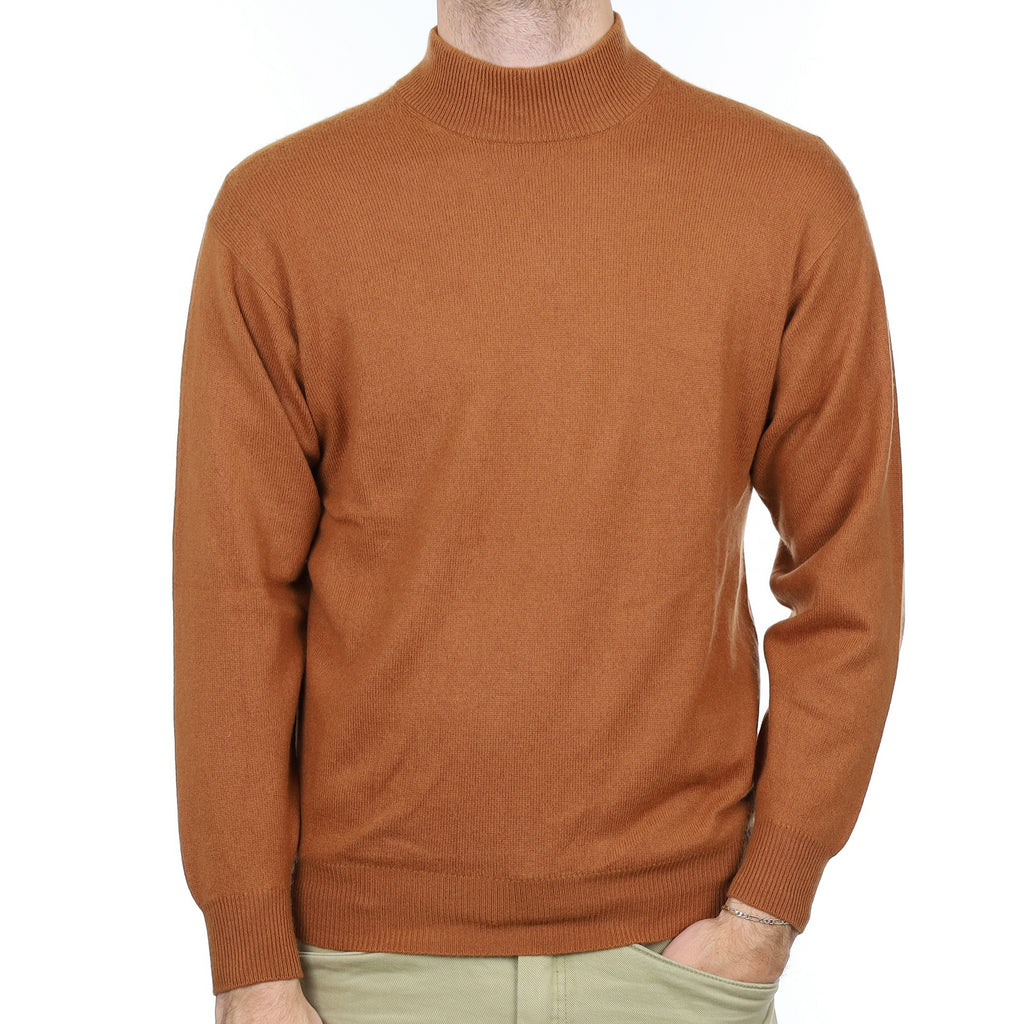Men's Rust Cashmere Turtle Neck Jumper Medium