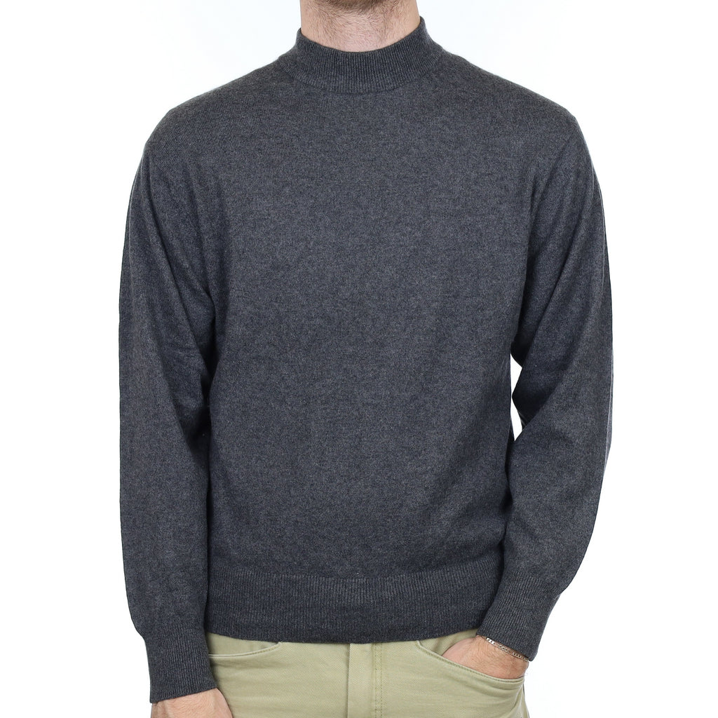 Men's Slate Grey Cashmere Turtle Neck Jumper Medium