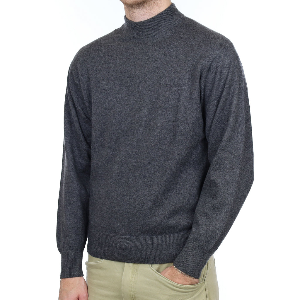 Men's Slate Grey Cashmere Turtle Neck Jumper Medium
