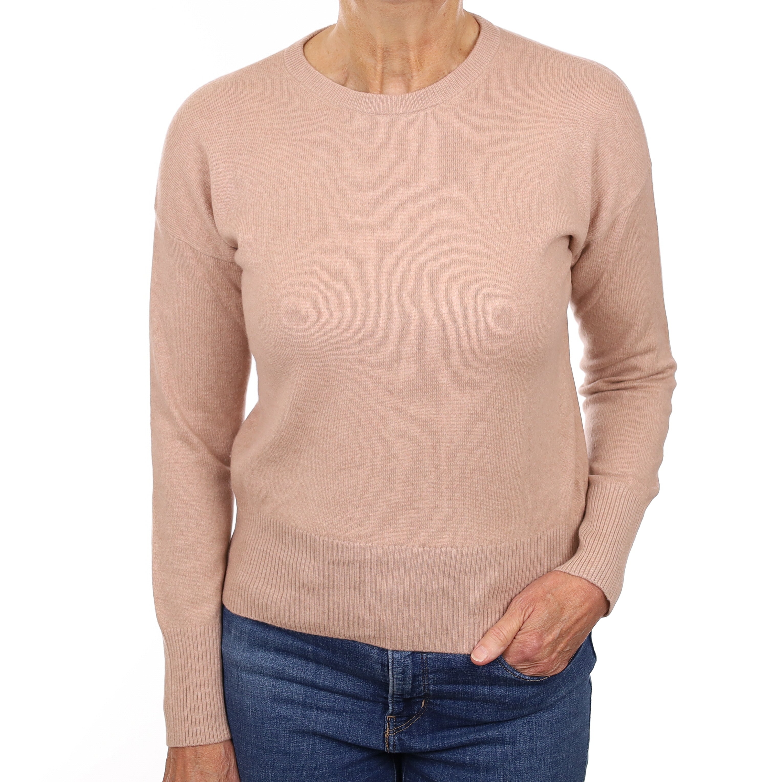 Nude Beige Cashmere Crew Neck Jumper Medium