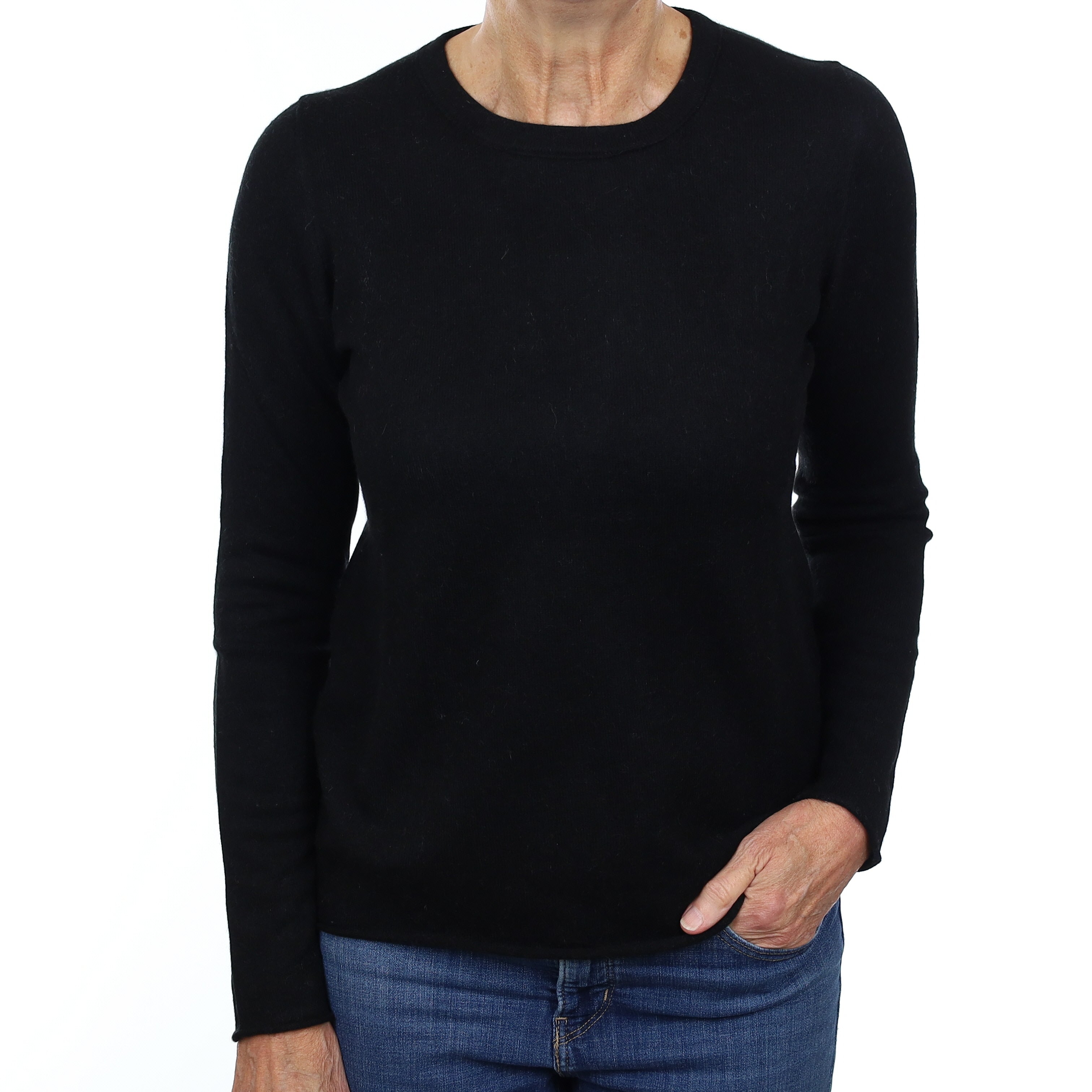 Black Cashmere Crew Neck Jumper Medium